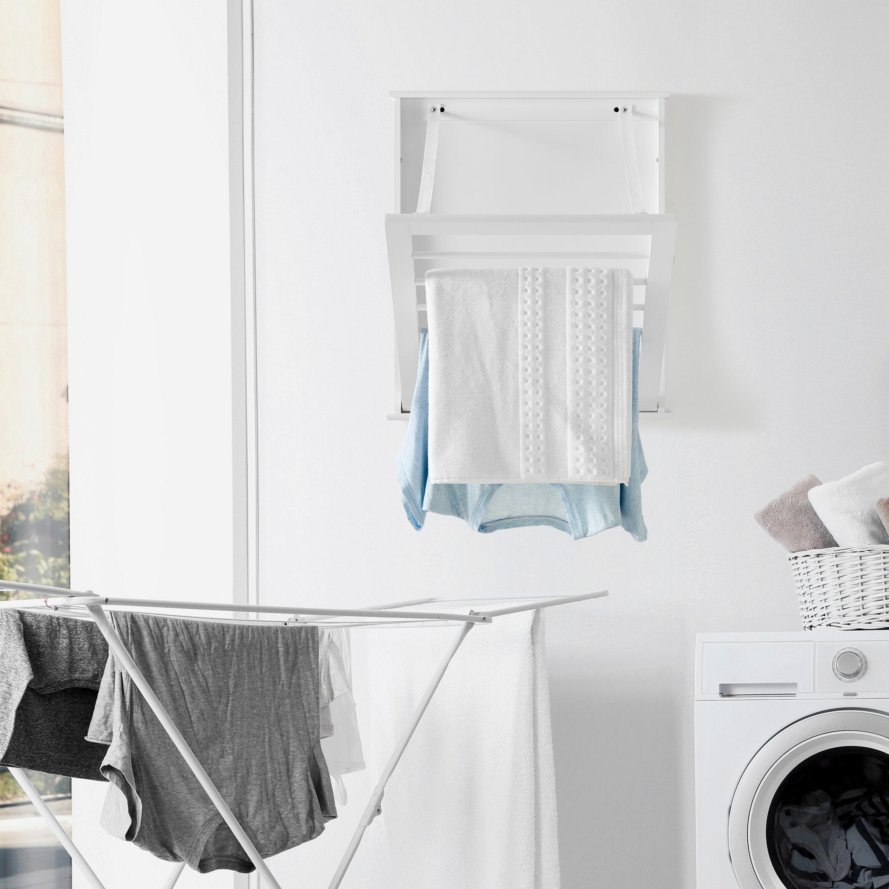 6 Slotted Folding Wall Mounted Laundry Drying Rack White - Danya B.