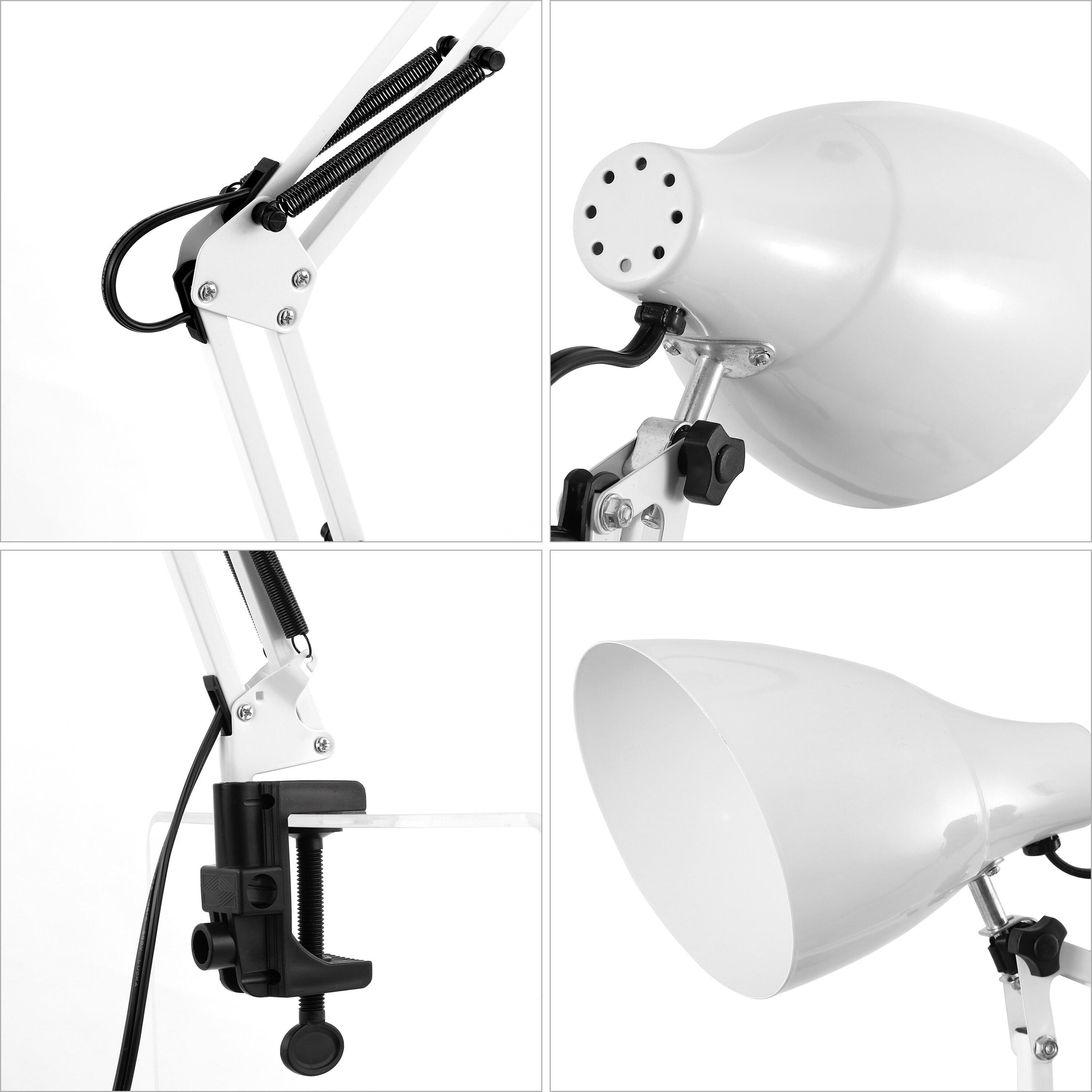 Odile 28.5" Classic Industrial Adjustable Articulated Clamp-On LED Task Lamp, White