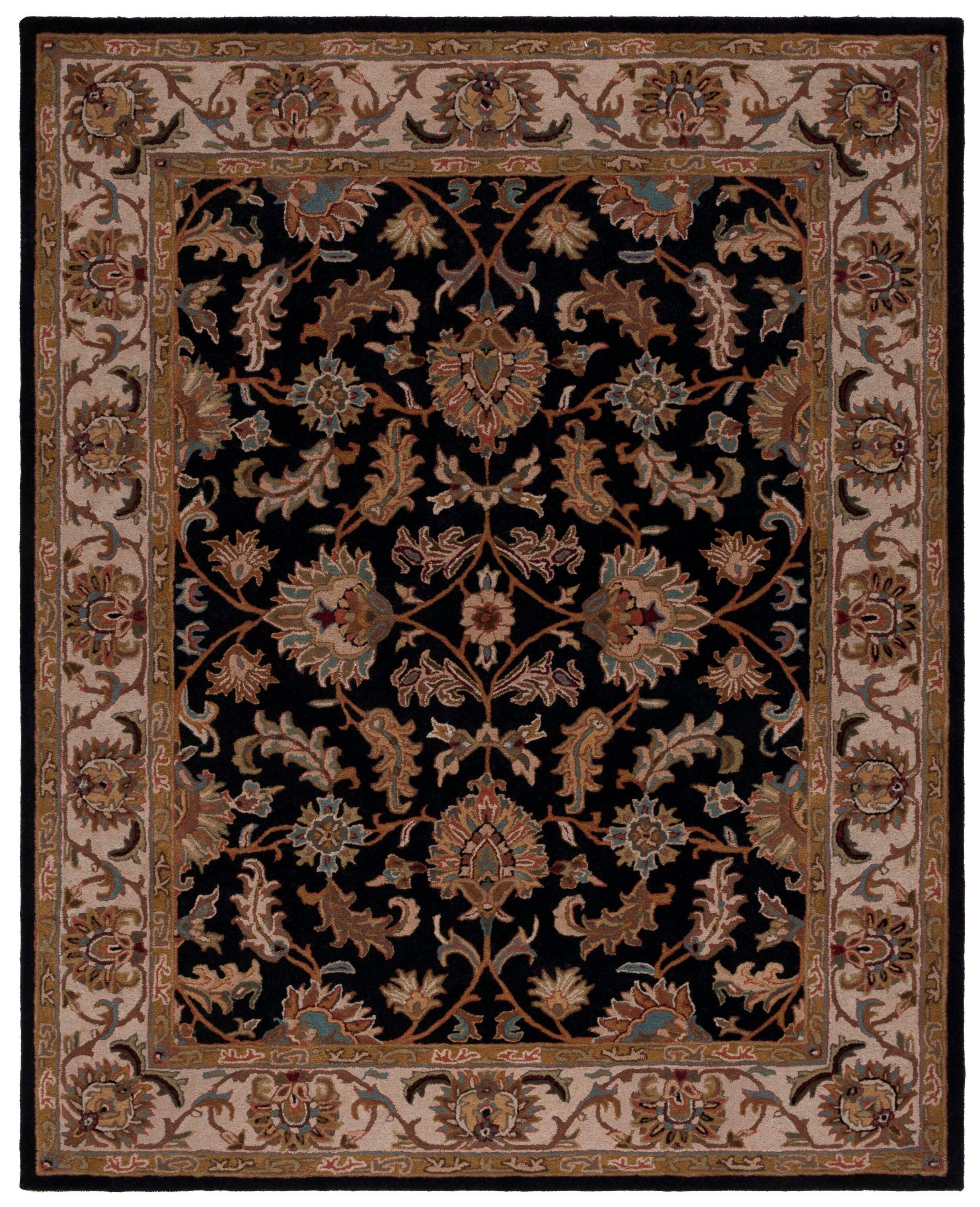 Hand-Tufted Black and Beige Wool 9' x 12' Area Rug