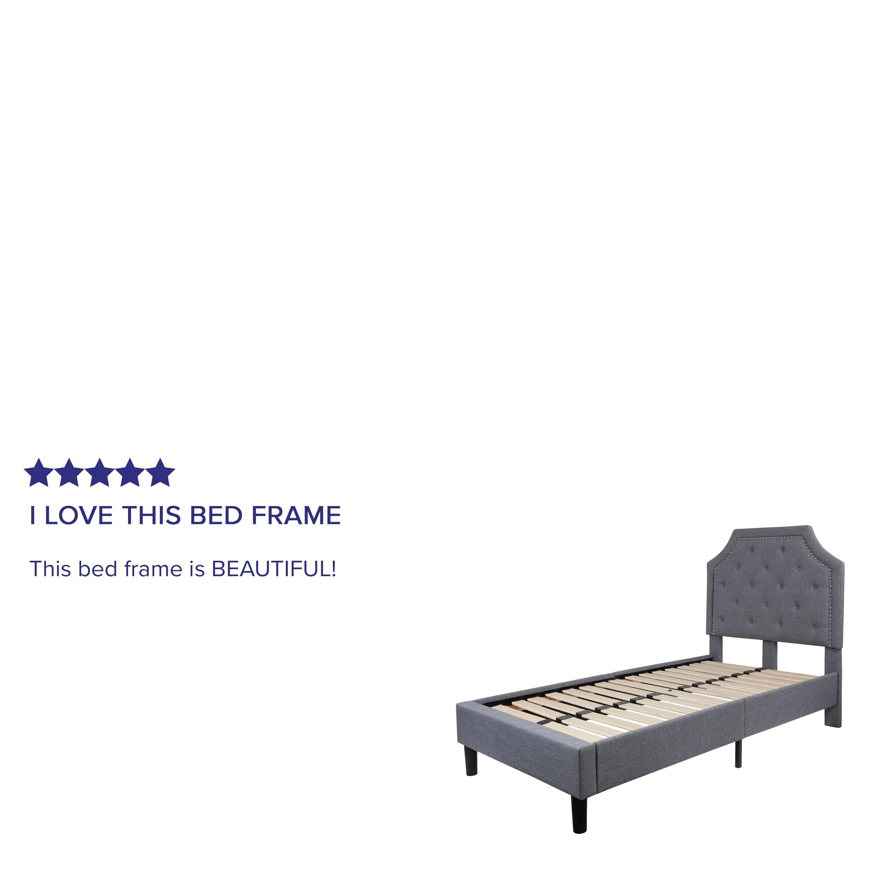 Flash Furniture Brighton Twin Size Tufted Upholstered Platform Bed in Light Gray Fabric