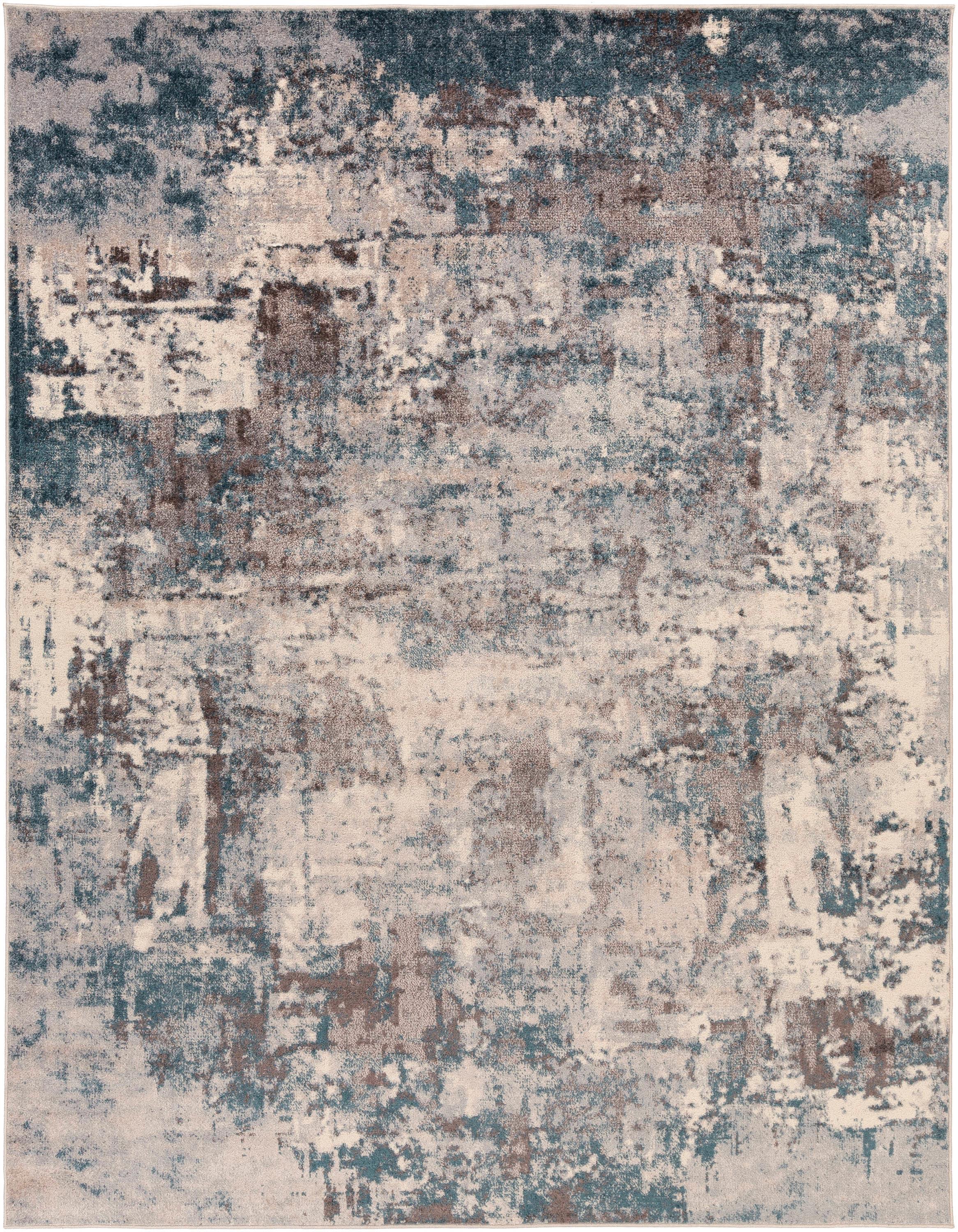 Reversible Gray Synthetic 7'10" x 10'3" Easy Care Area Rug
