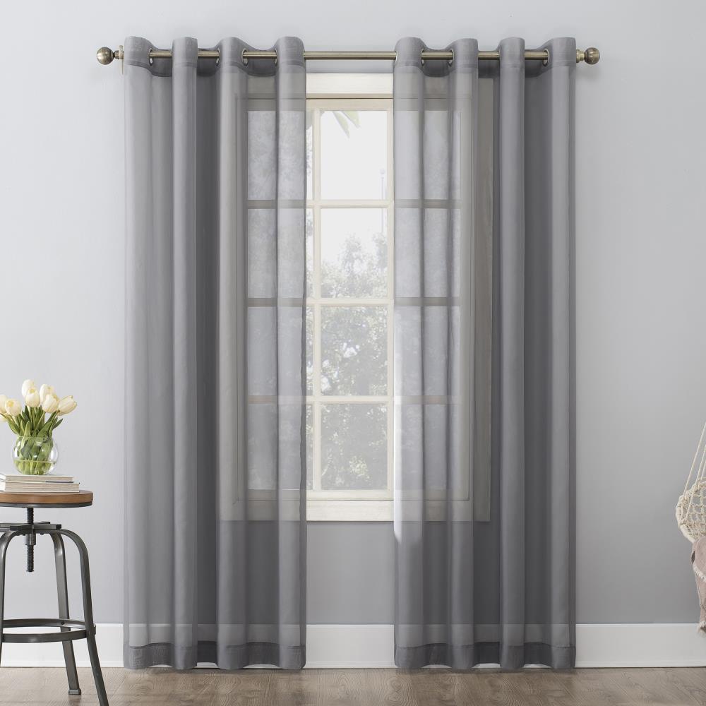 84"x59" Emily Sheer Voile Grommet Top Curtain Panel Dark Gray - No. 918: Sheer Curtain Panels, Indoor Use