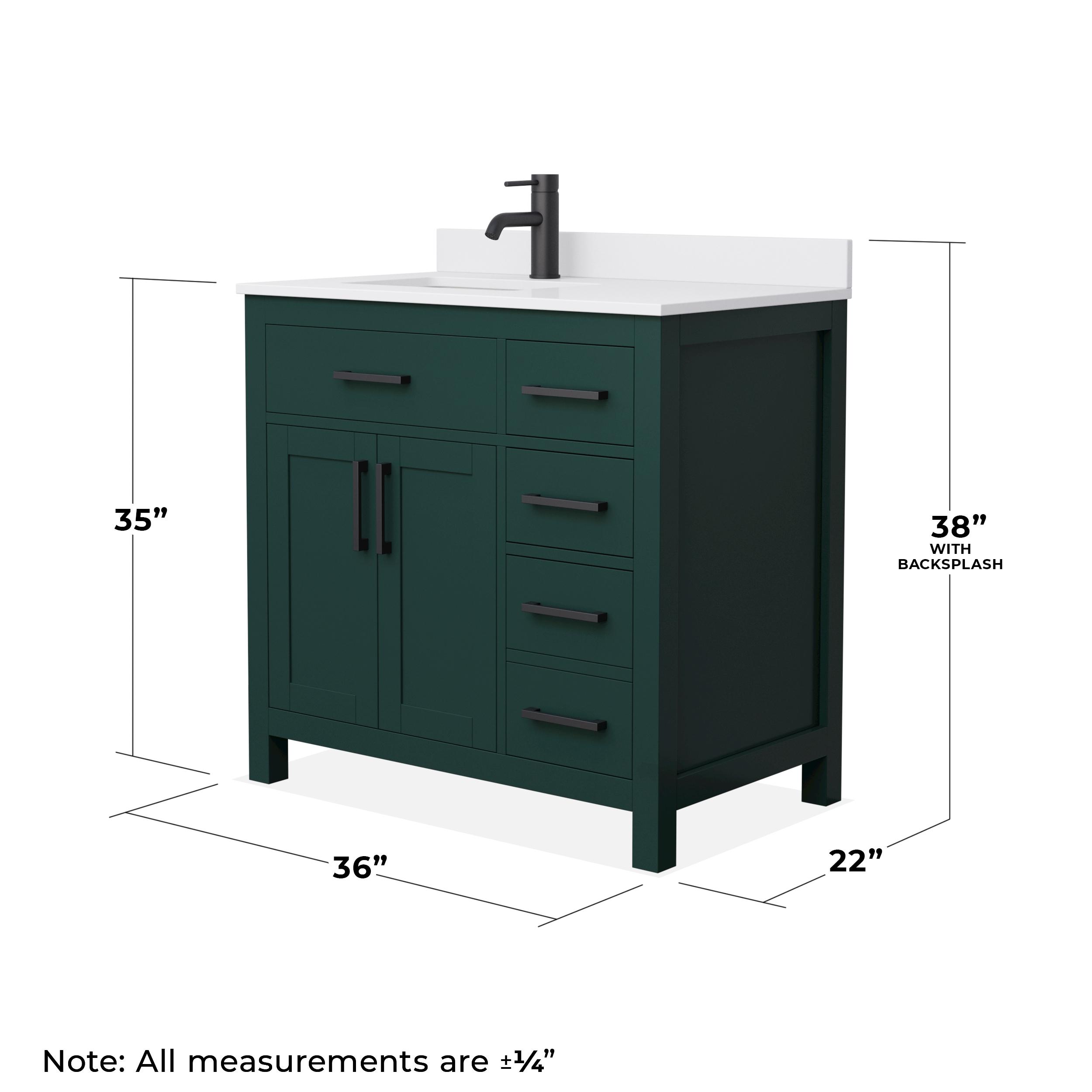 Beckett 36" Freestanding Single Bathroom Vanity with Cultured Marble Top