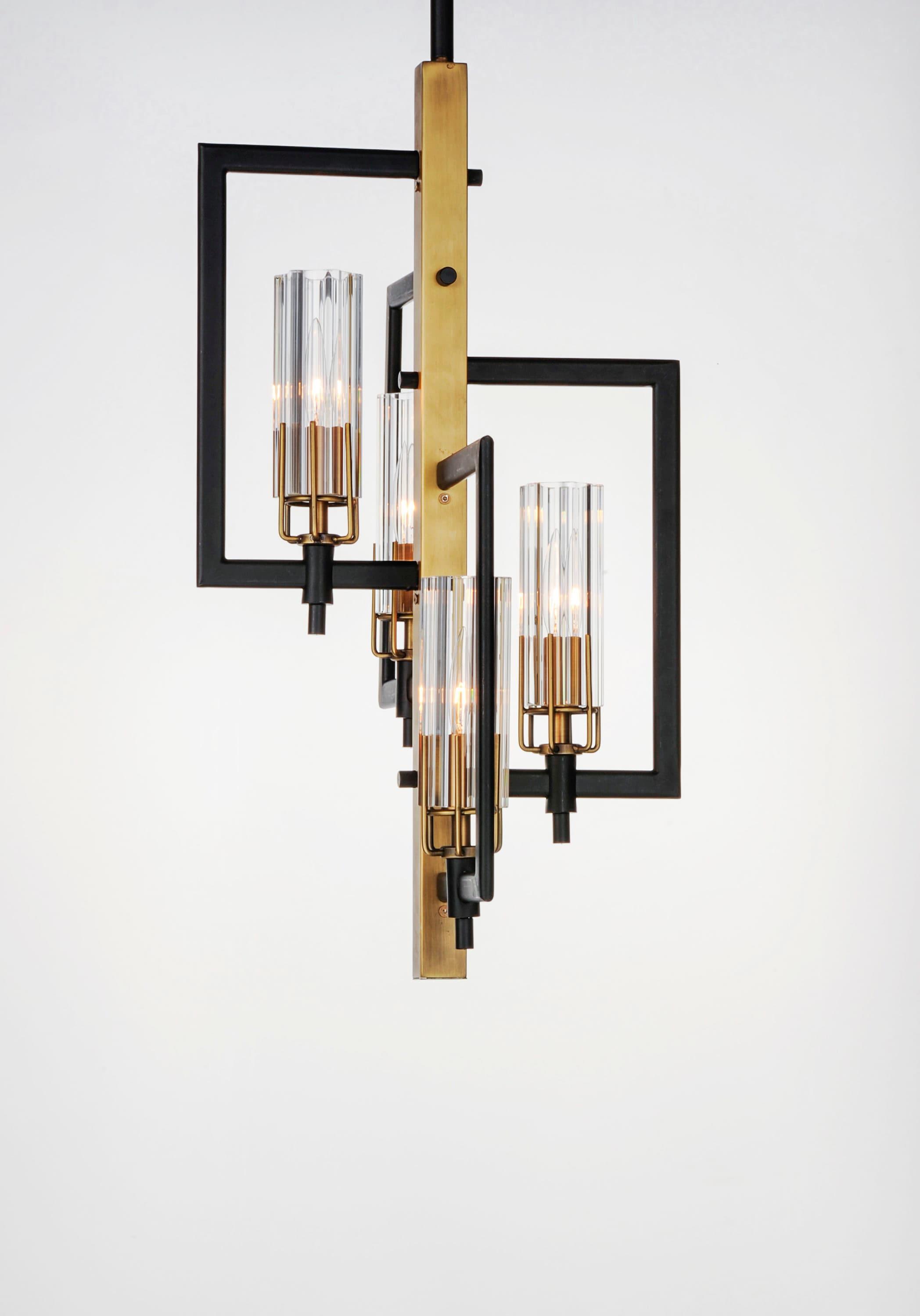 Maxim Lighting Flambeau 4 - Light Pendant in  Black/Antique Brass