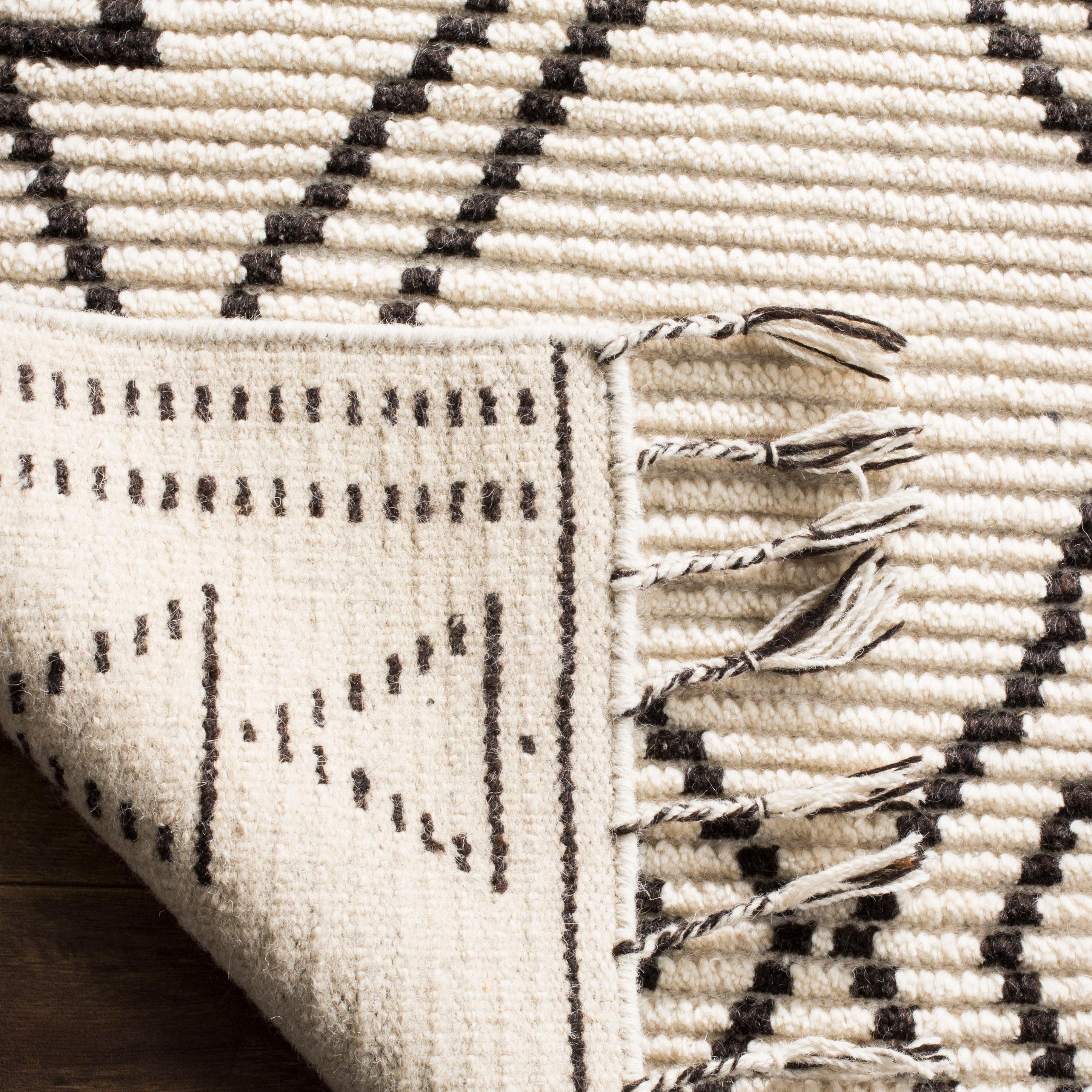 Kenya KNY513 Hand Knotted Area Rug - Ivory/Black - 8'x10' - Safavieh