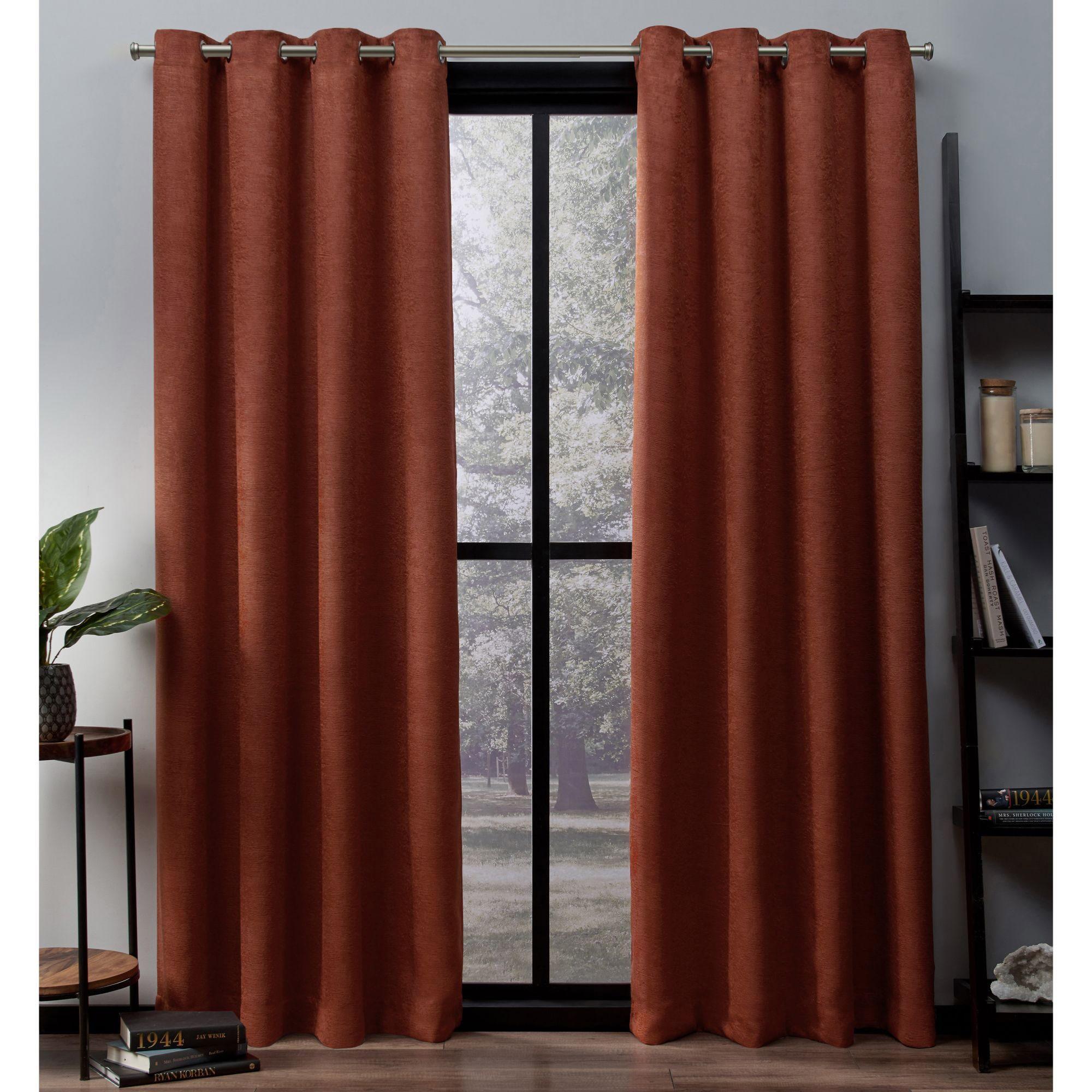 Set of 2 63"x52" Oxford Textured Sateen Thermal Room Darkening Grommet Top Window Curtain Panel Mecca Orange - Exclusive Home