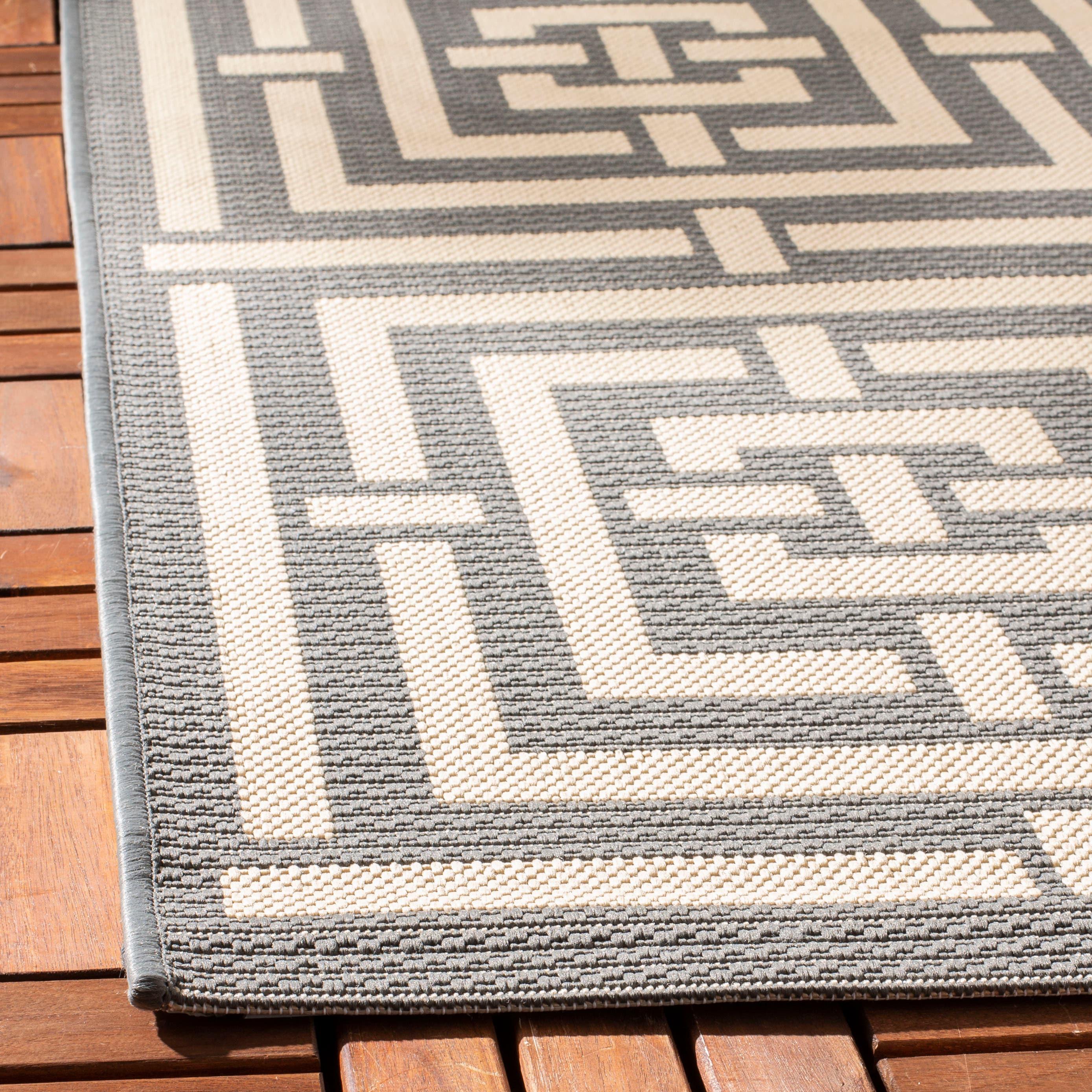 Courtyard CY6937 Power Loomed Indoor and Outdoor Area Rug - Grey/Cream - 5'3"x7'7" - Safavieh