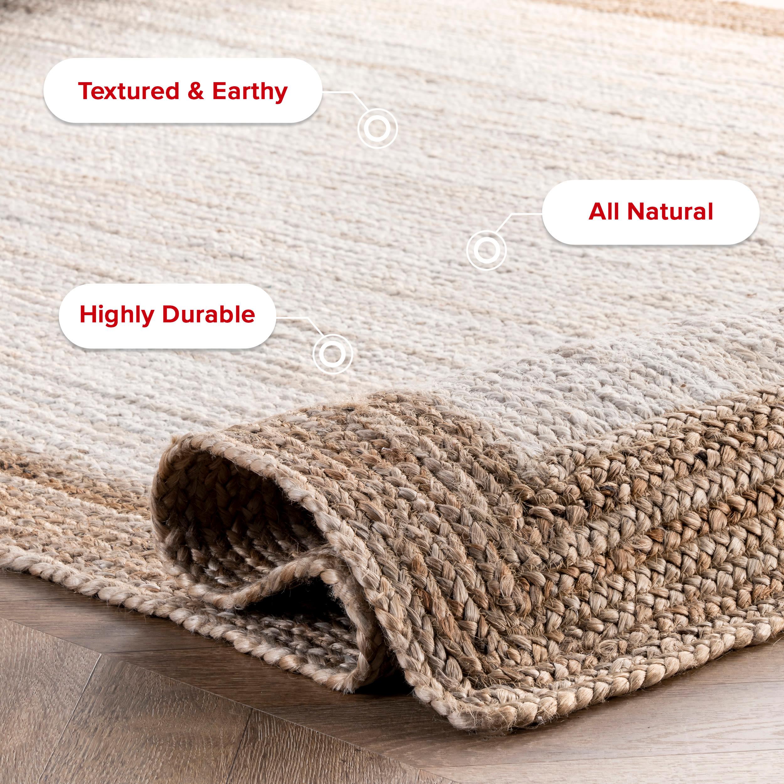 Handmade Braided Jute Rectangular Rug - White, 6' x 9'