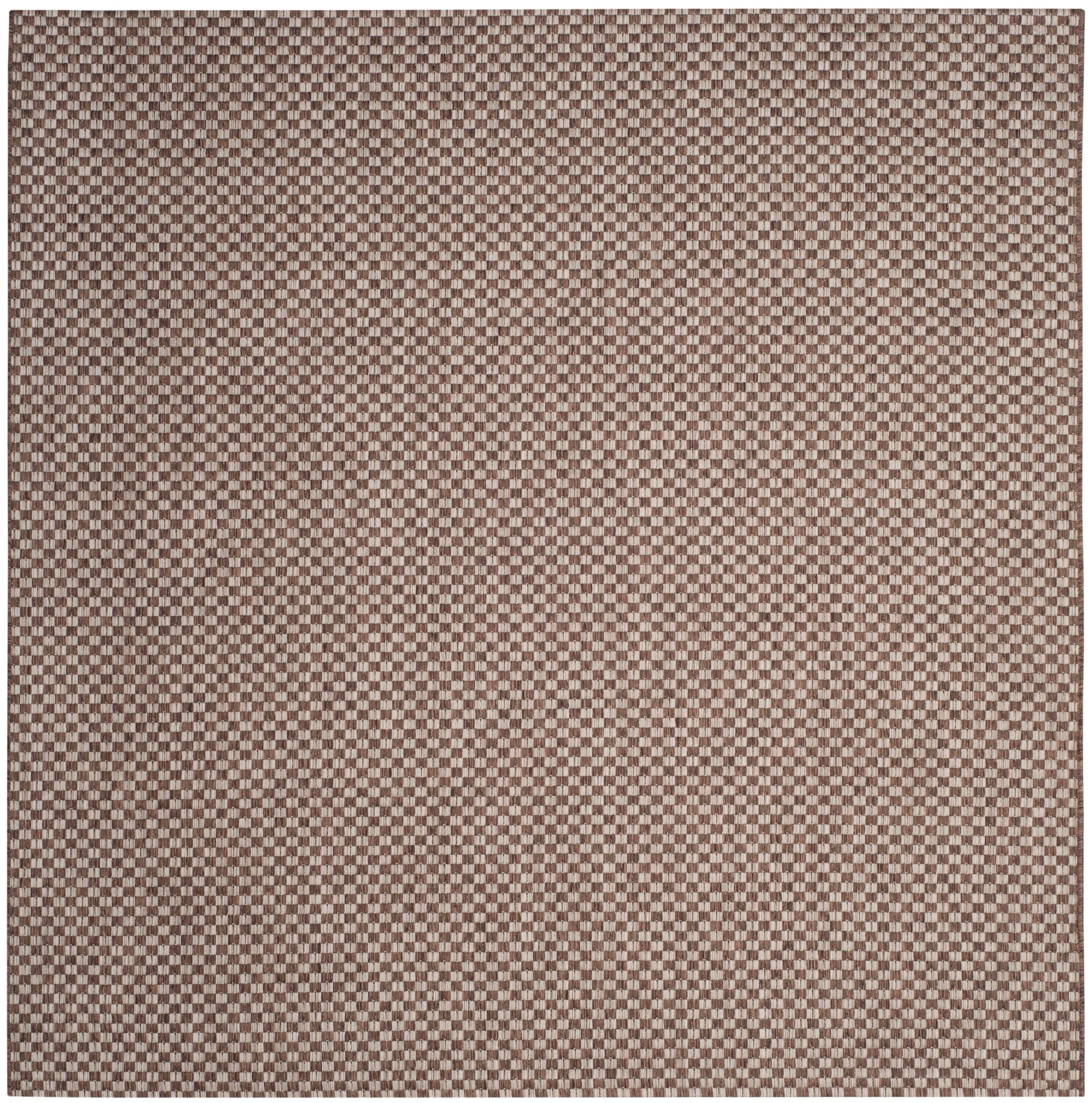Courtyard CY8653 Power Loomed Indoor and Outdoor Area Rug - Light Brown/Light Grey - 5'3"x5'3" - Safavieh