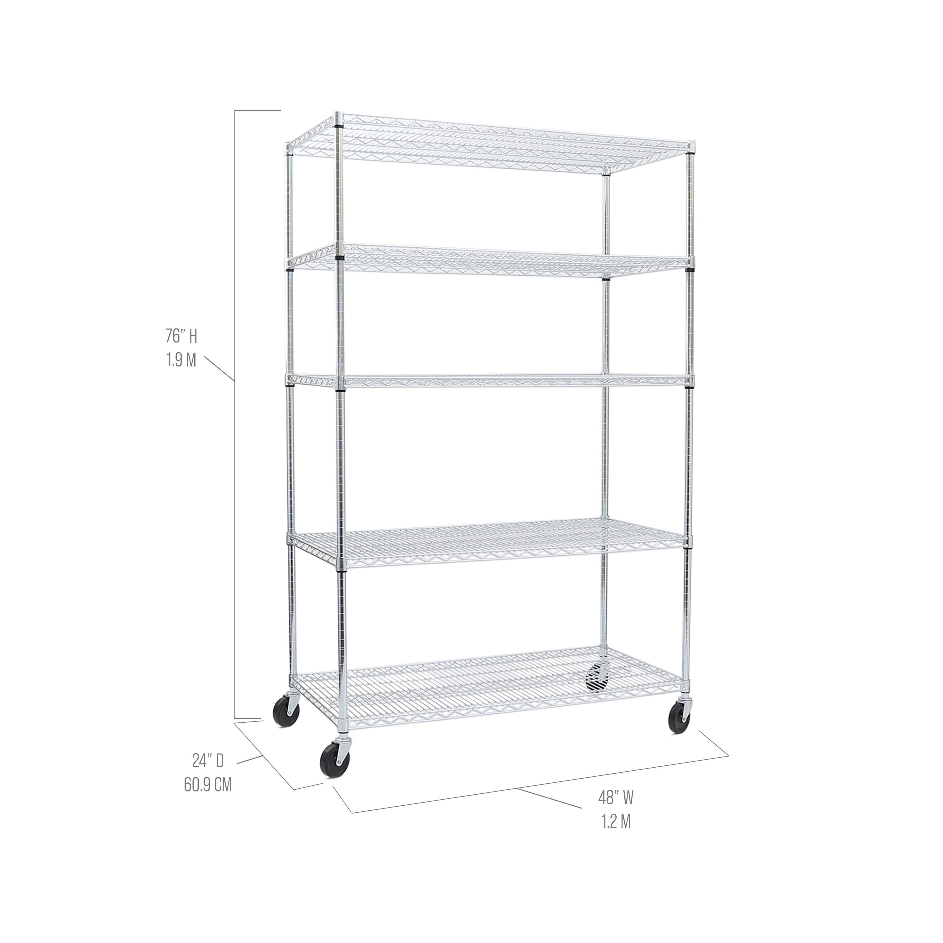 UltraDurable 24" D 5-Tier NSF-Certified Steel Shelving with Wheels