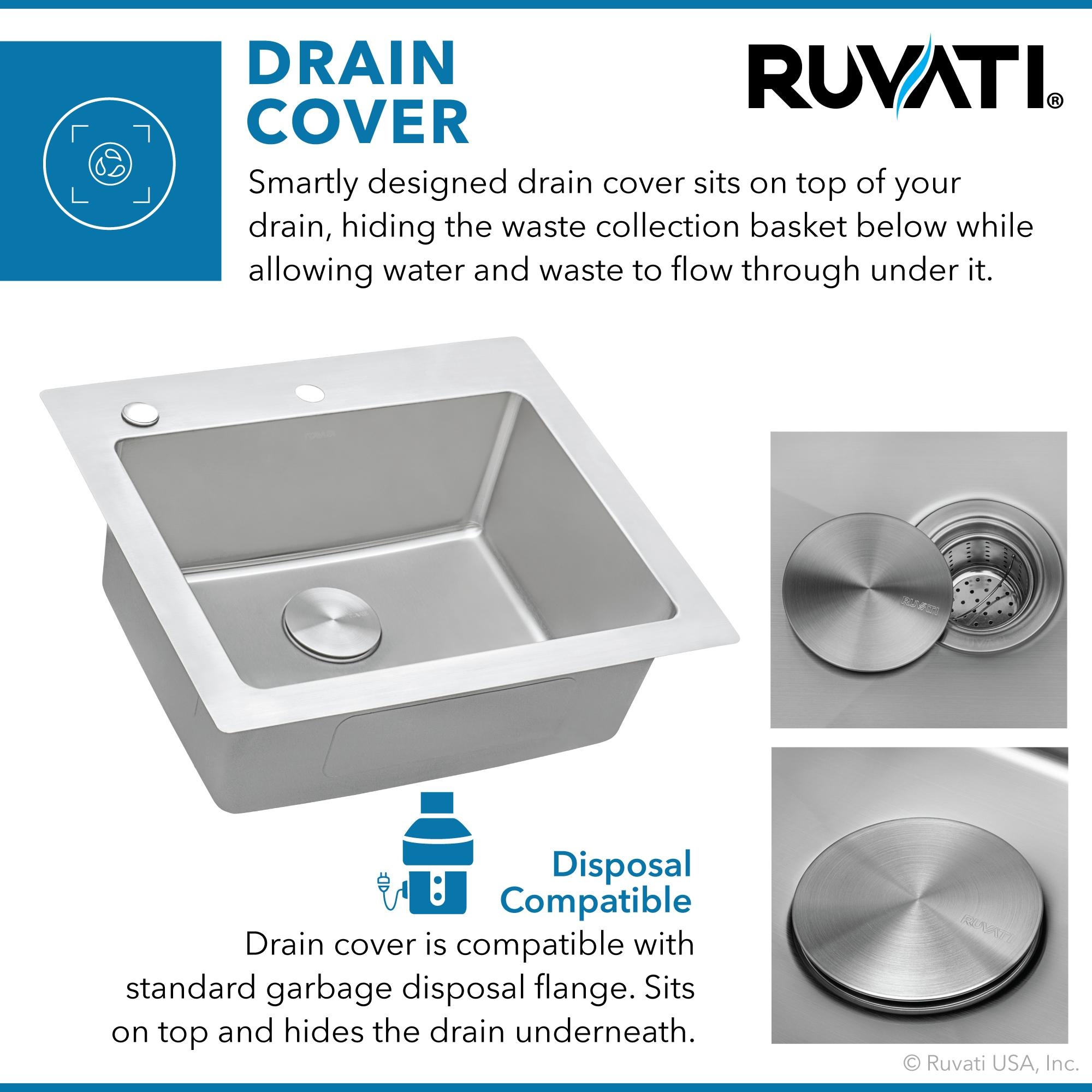 Ruvati 23 x 20 inch Drop-in Topmount Kitchen Sink 16 Gauge Stainless Steel Single Bowl