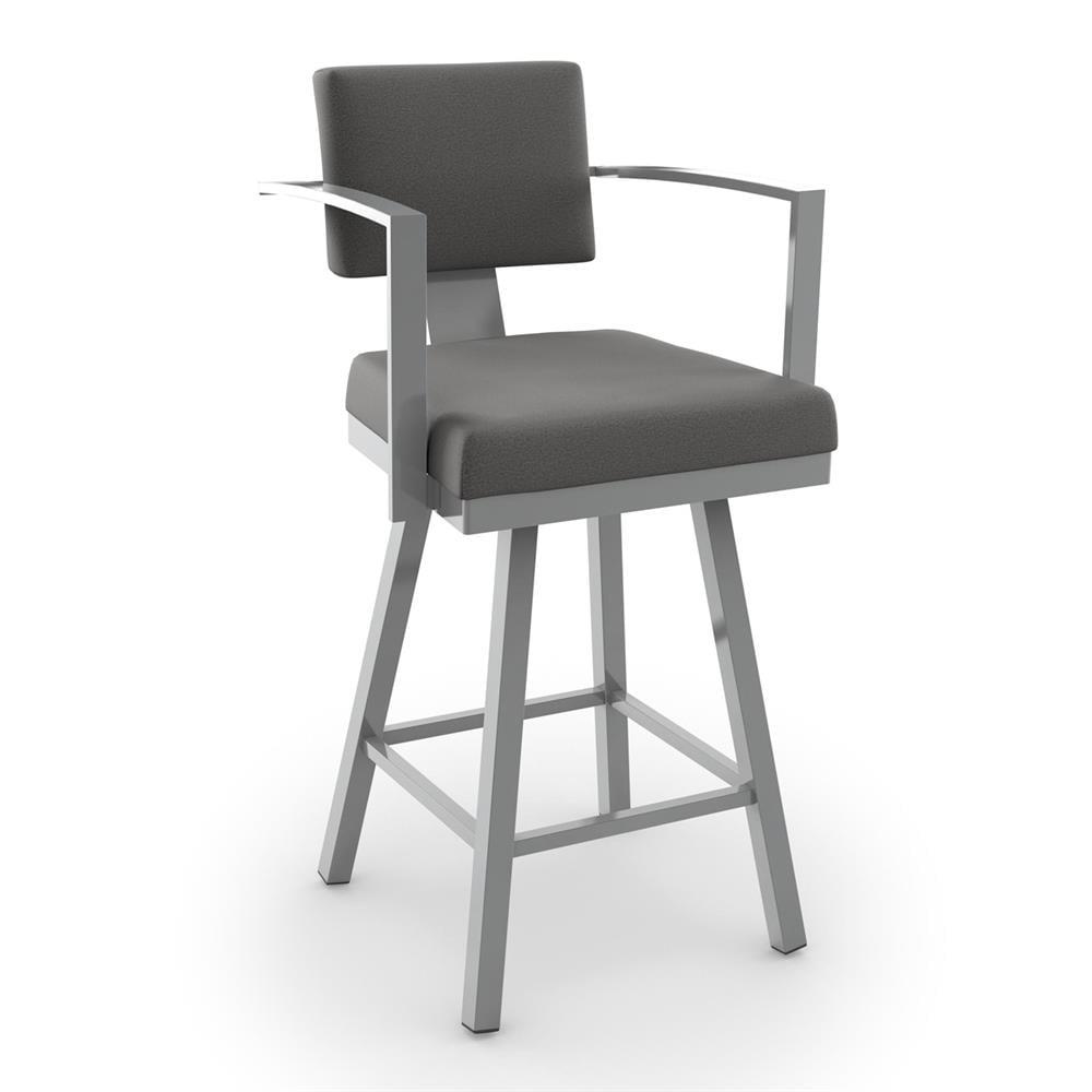 Amisco Akers 26 In. Swivel Counter Stool - Grey Polyester / Metallic Grey Metal