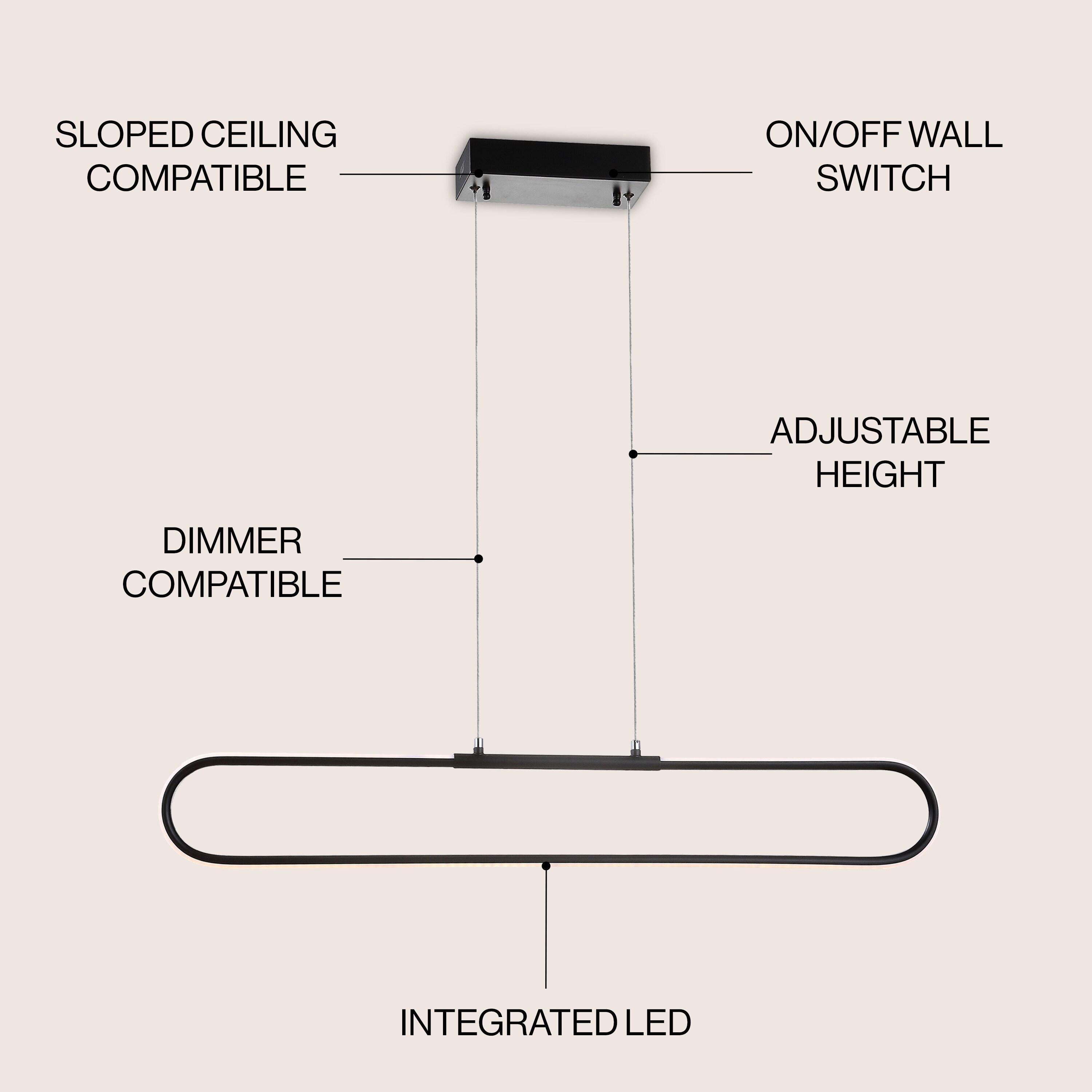 Ned 39" Dimmable Adjustable Integrated LED Metal Linear Pendant, Black