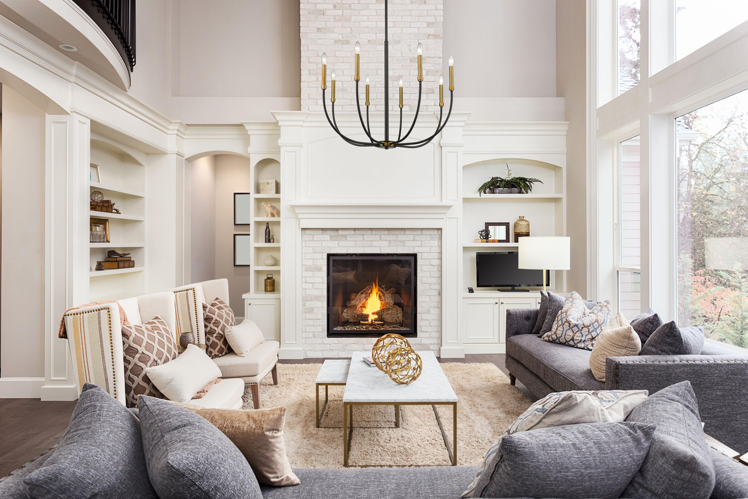 Z-Lite Haylie 8 - Light Chandelier in  Matte Black/Olde Brass