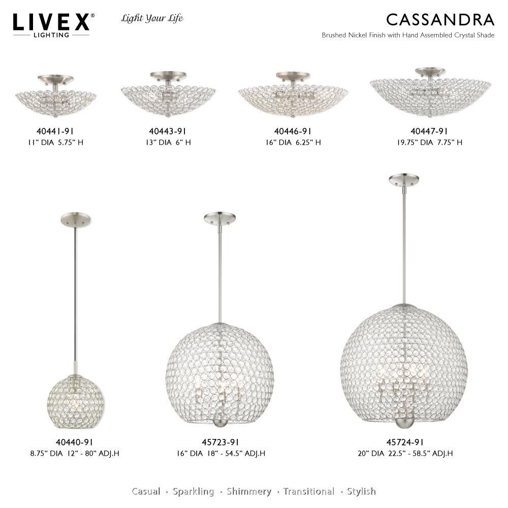 Livex Lighting Cassandra 2 - Light Semi-Flush Mount in  Brushed Nickel