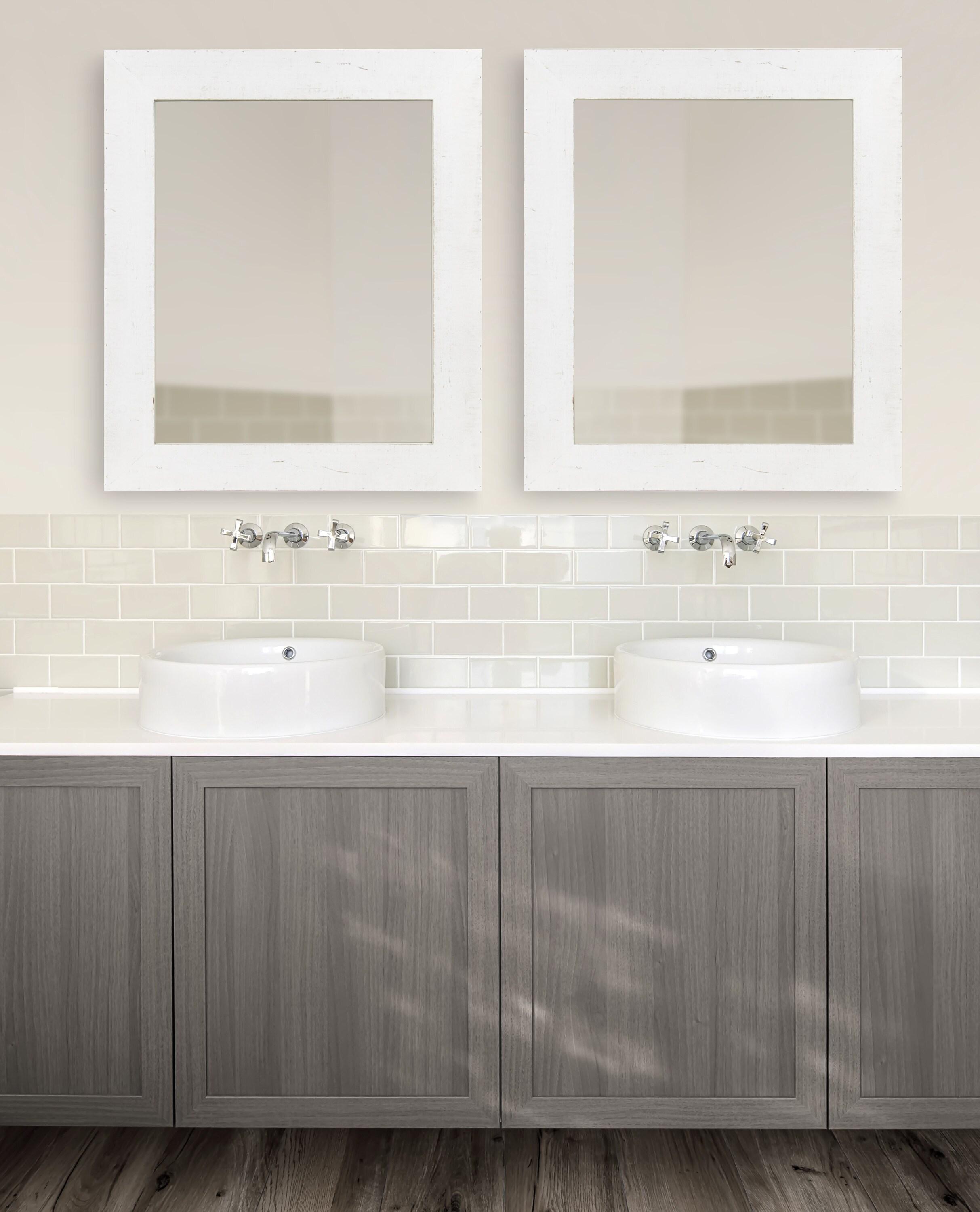 30" x 36" Garvey Wood Framed Wall Mirror White - Kate and Laurel: Modern Rectangle, No Assembly, Wall Mount