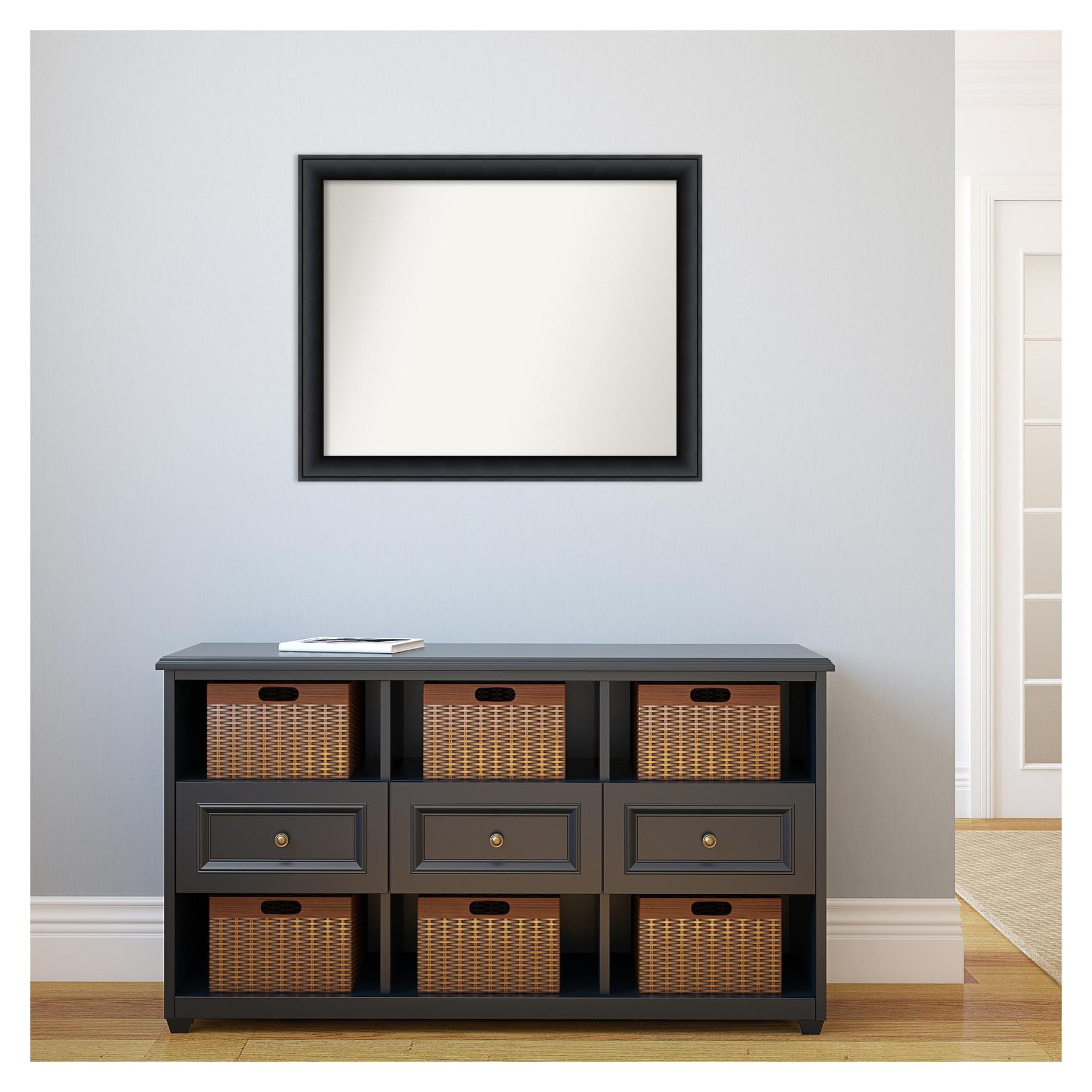 32" x 26" Non-Beveled Nero Black Wood Wall Mirror - Amanti Art: Modern Rectangle, Wall Mount, Includes Hardware