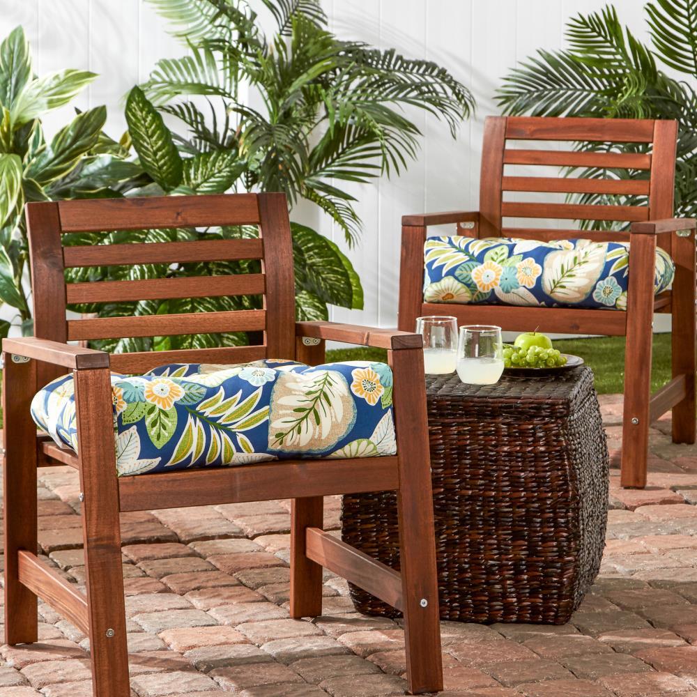 Marlow Blue Floral 20 in. Square Outdoor Tufted Seat Cushion (set of 2) by Greendale Home Fashions