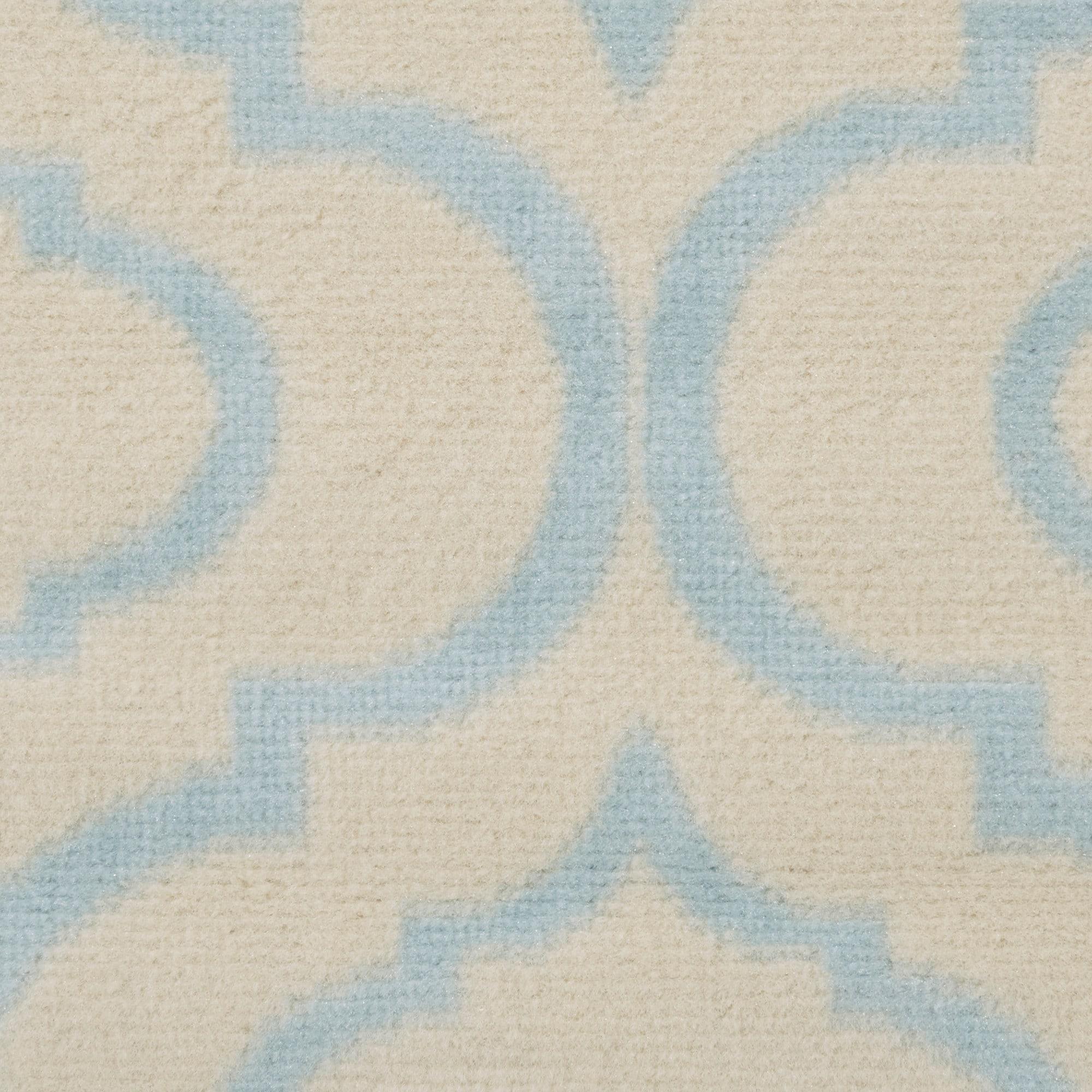Nourison Jubilant Modern Moroccan Ivory/Blue 2' x 4' Area Rug, (2' x 4')