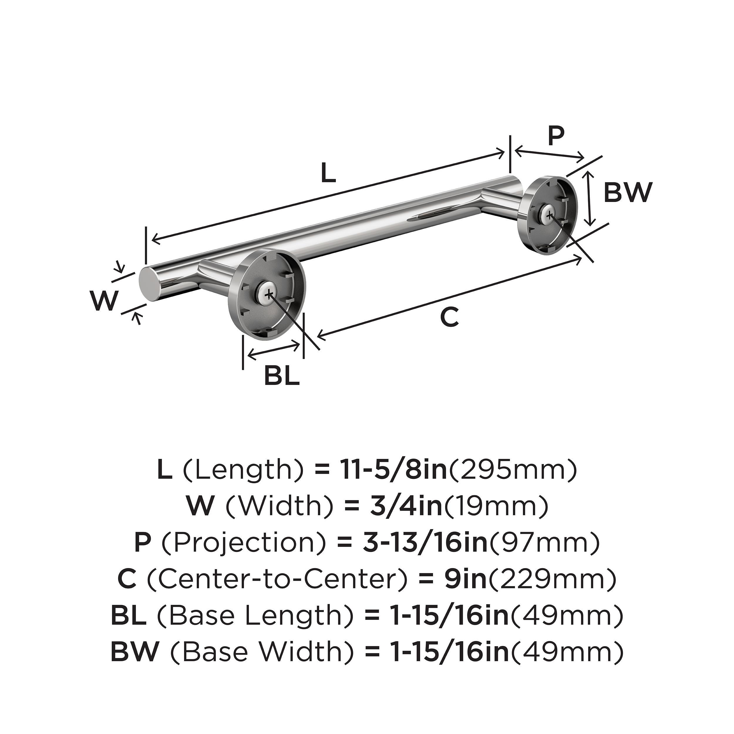 Amerock Arrondi Polished Stainless Steel 9 inch (229mm) Towel Bar