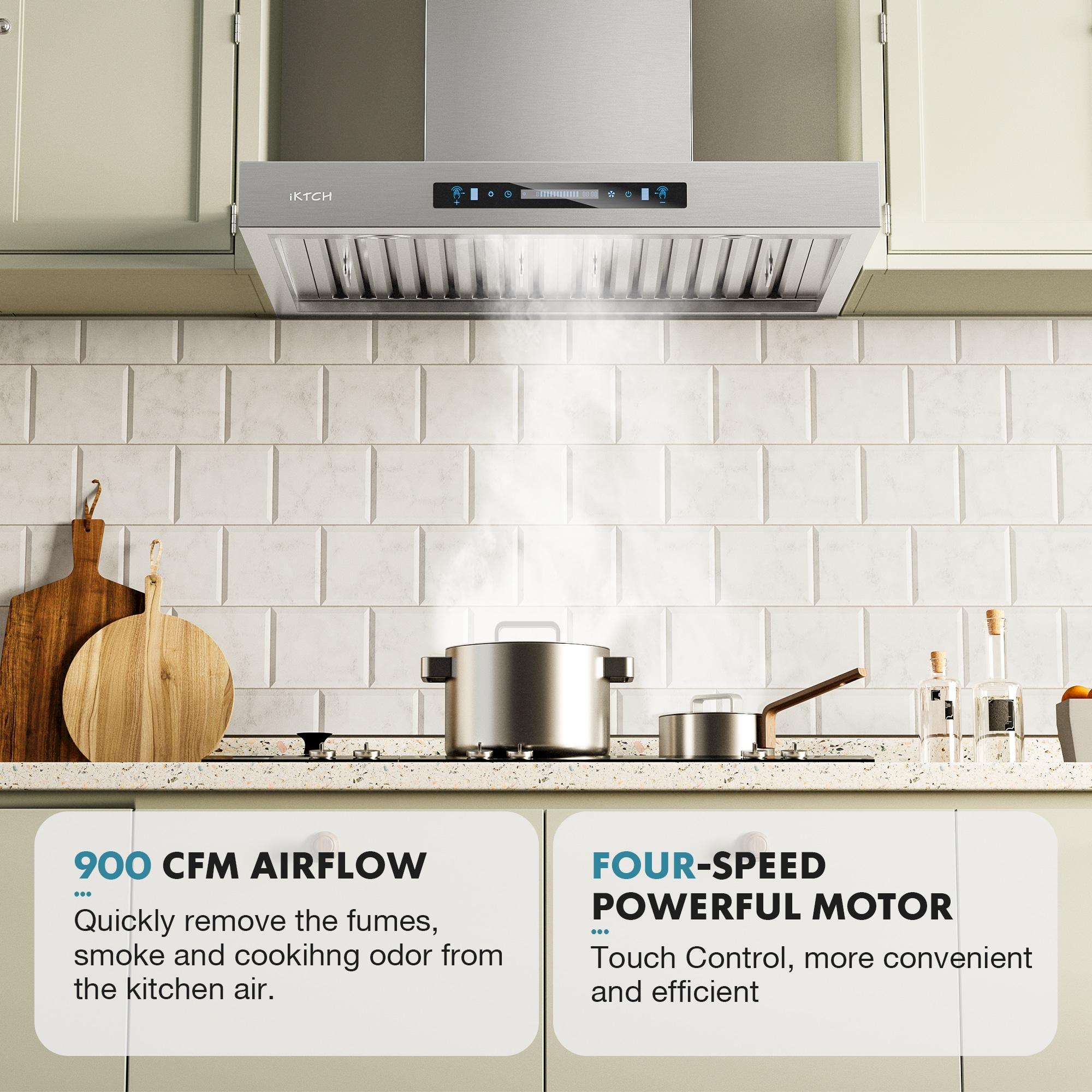 36-Inch Stainless Steel Wall-Mounted Range Hood with Charcoal Filter