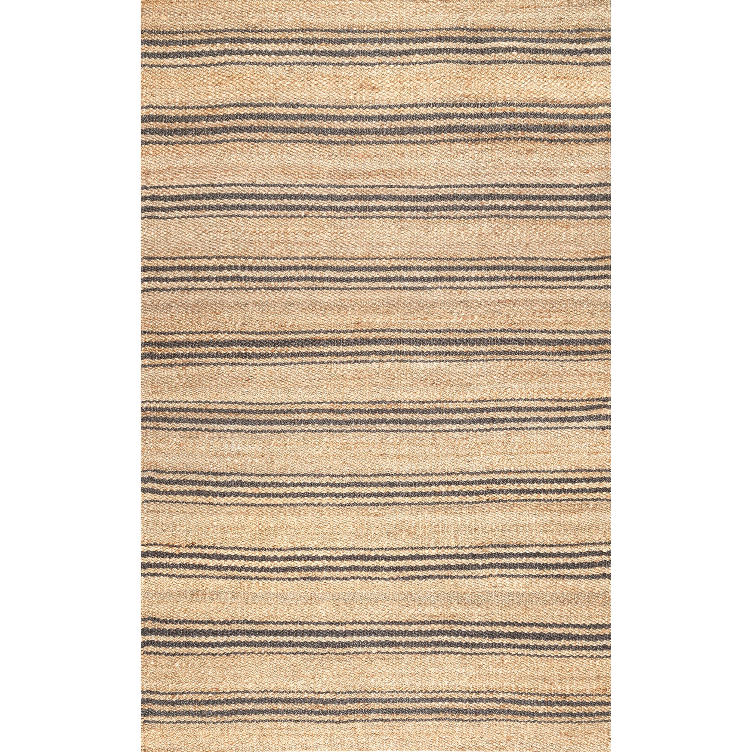Nuloom Sycamore Striped Jute Area Rug, Square 8' x 8', Natural
