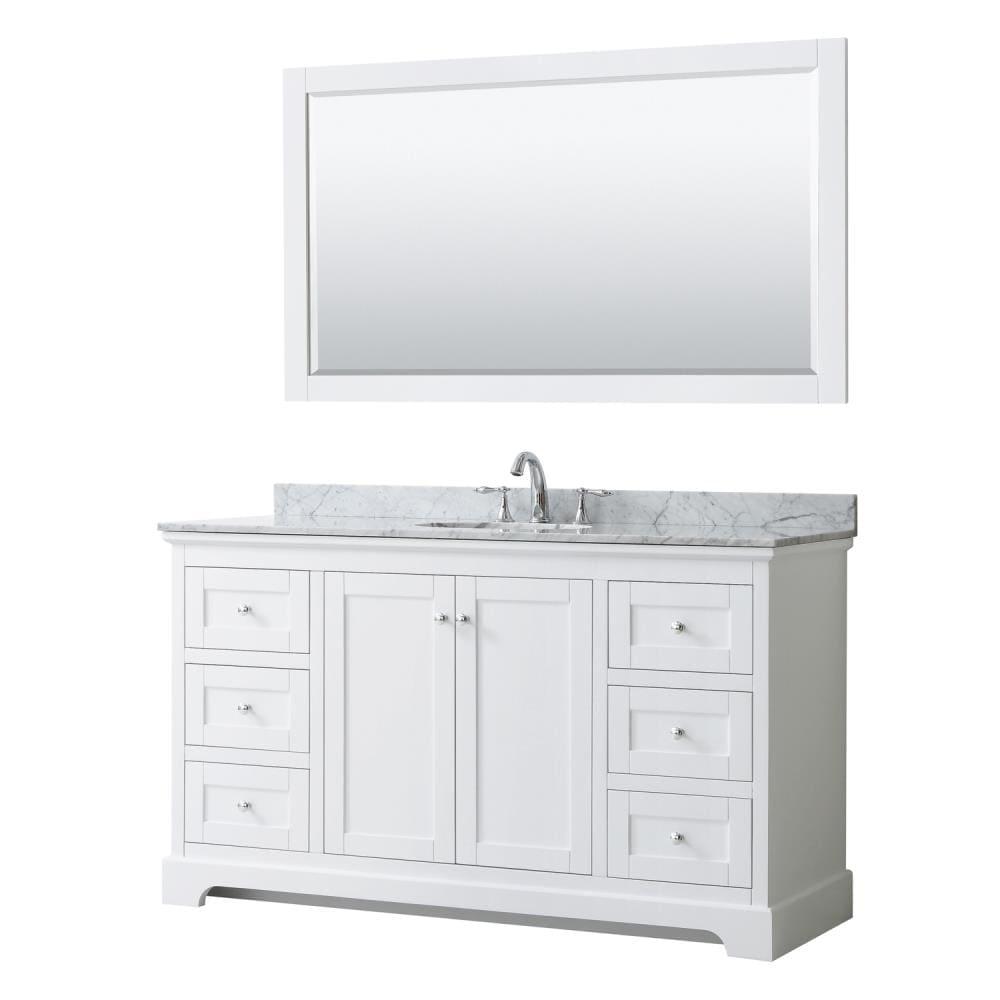 Wyndham Collection Avery 60" Oval Sink Wood Single Bathroom Vanity in White