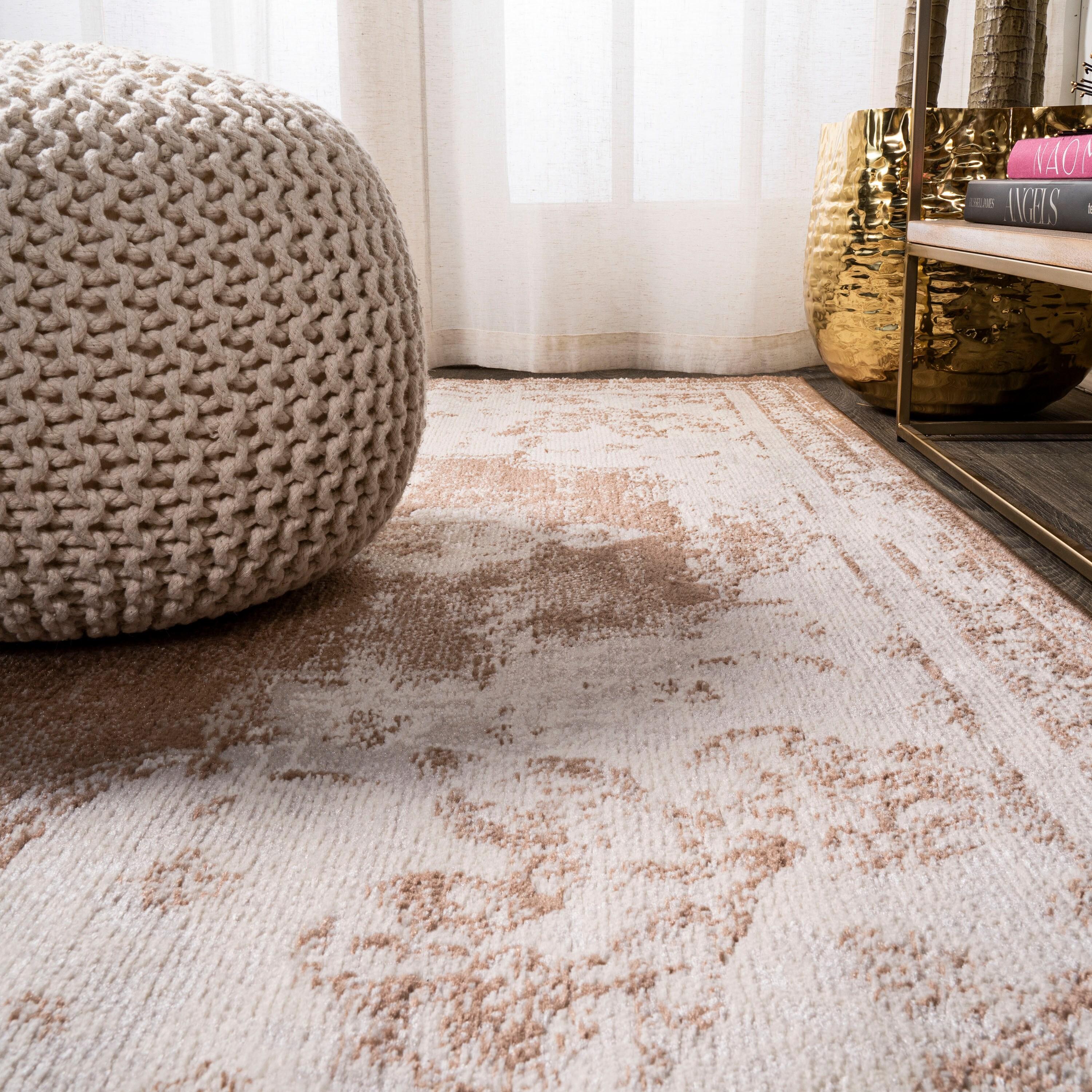 4'x6' Alhambra Ornate Medallion Modern Area Rug, Brown/Cream - JONATHAN Y