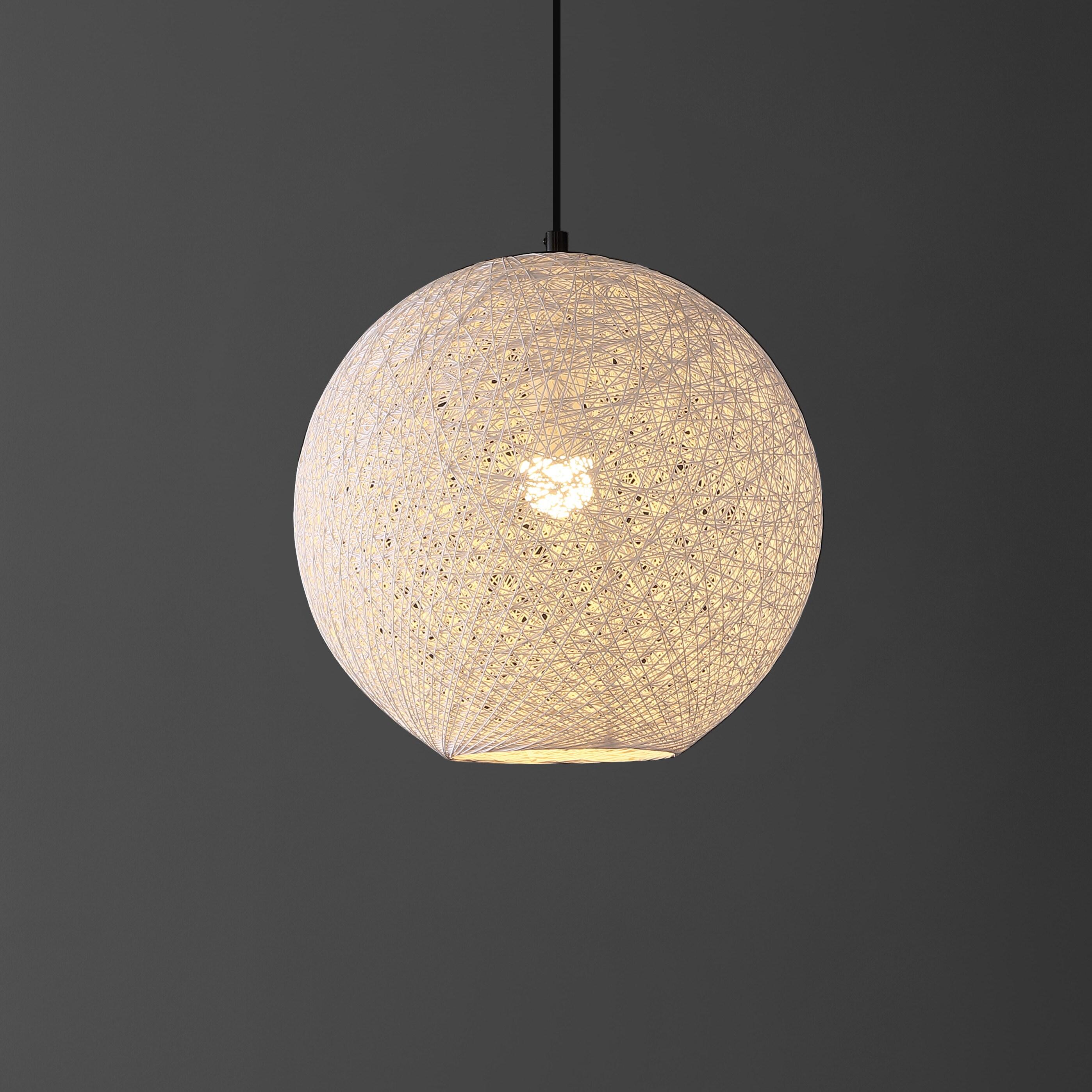 Isla Jade 12" Lacey Bohemian Minimalist Iron/Rope Woven Globe LED Pendant White/Black : 20x20 Inch Polyester, Machine Washable Cloth Napkins