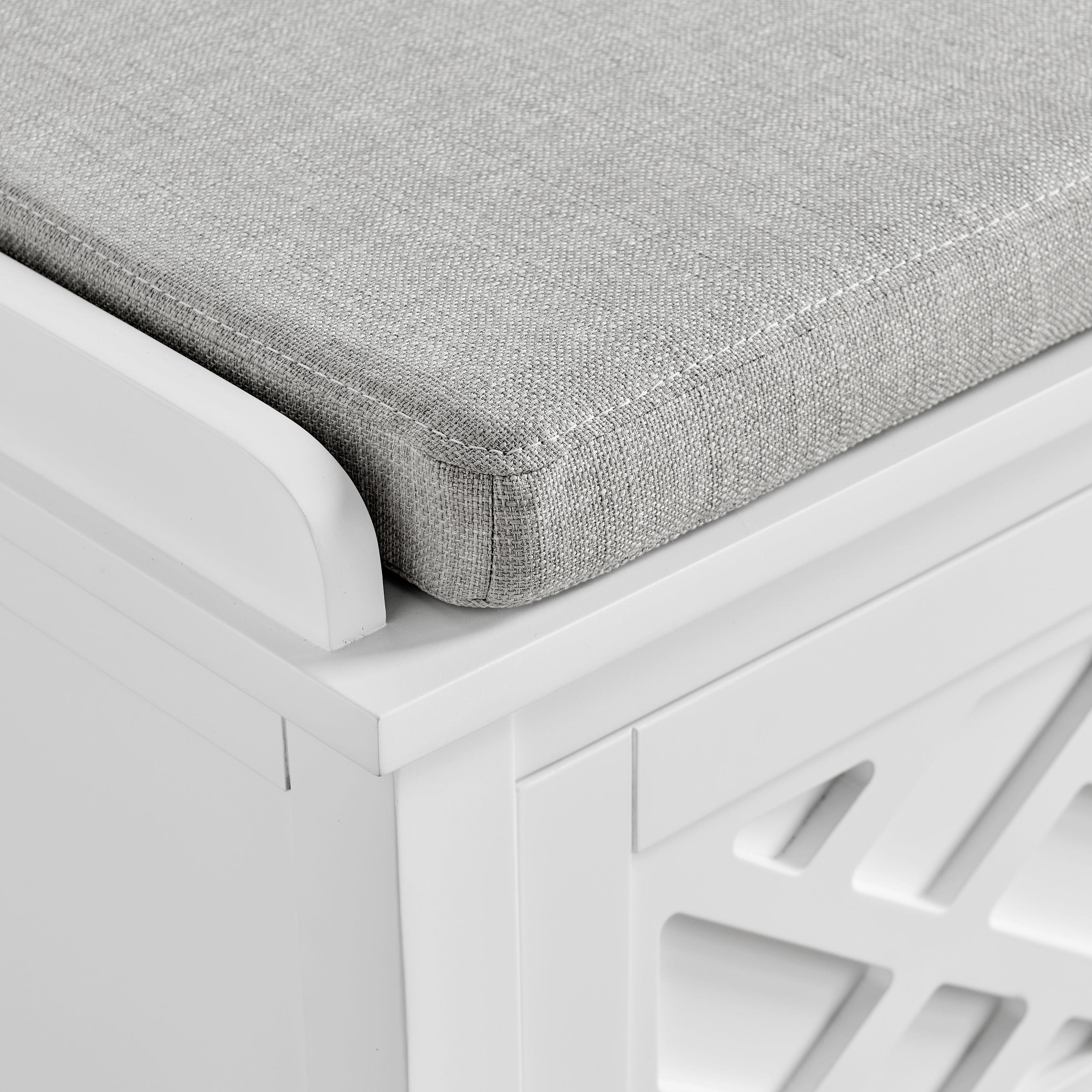 Alaterre Furniture Coventry 45 in. Pine Wood Storage Bench with Cushion, Entryway Organization & Decoration, 3 Adjustable/Removable Cubbies, Dove Gray and White