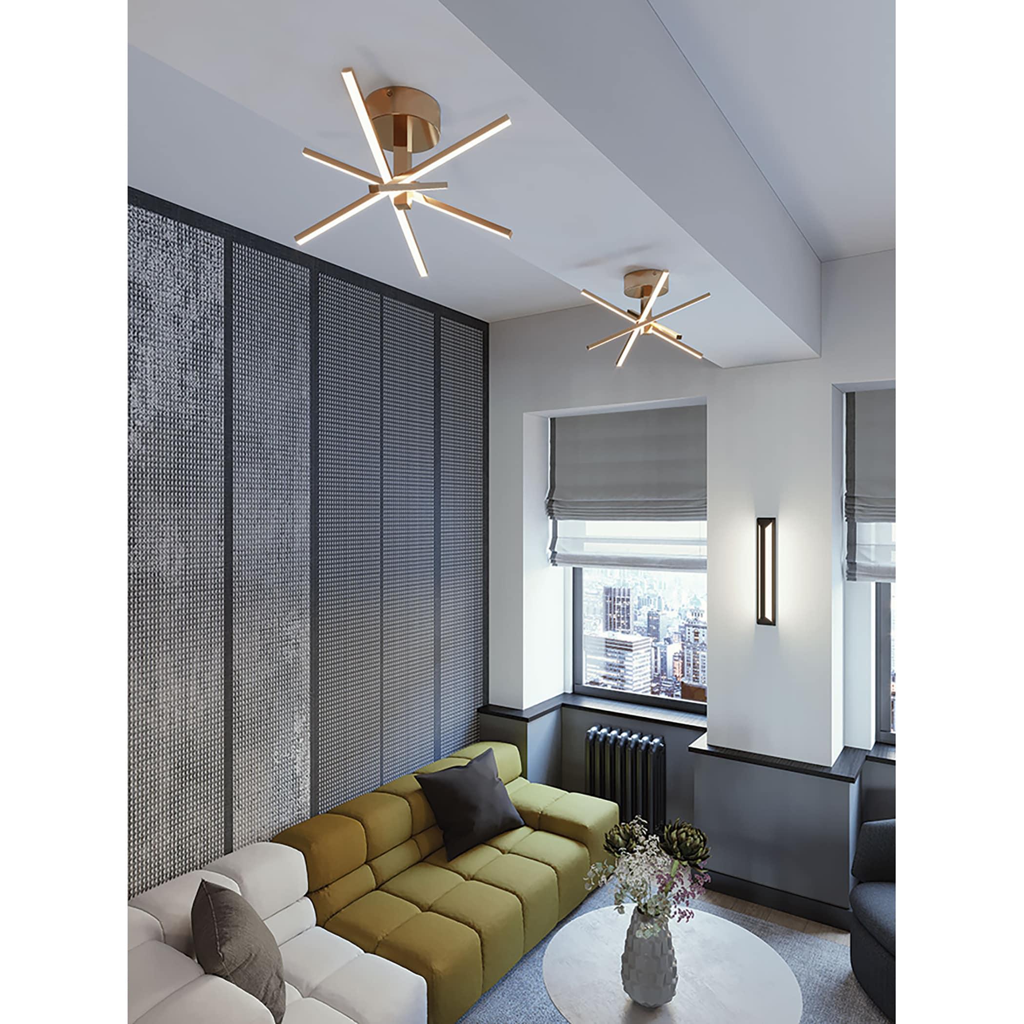 Afx Jaxf1515l30d1 Jaxx 4 Light 15" Wide Led Semi-Flush Ceiling Fixture - Brass