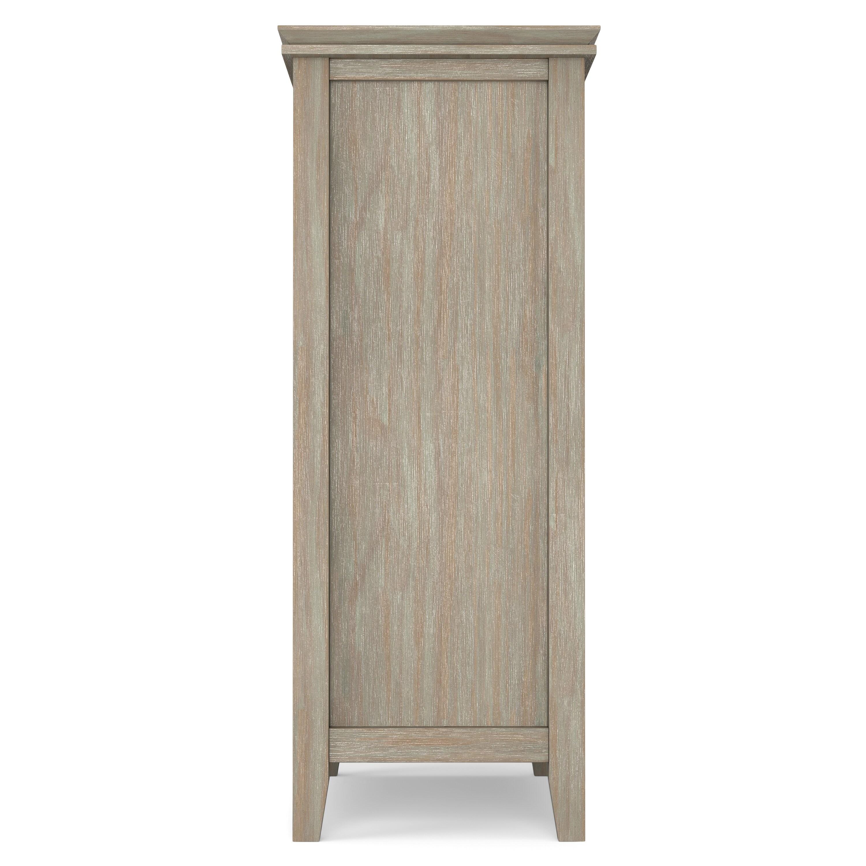 Simpli Home Artisan 38"W Solid Wood 4-Shelf Medium Storage Cabinet with Glass Doors and Adjustable Shelves