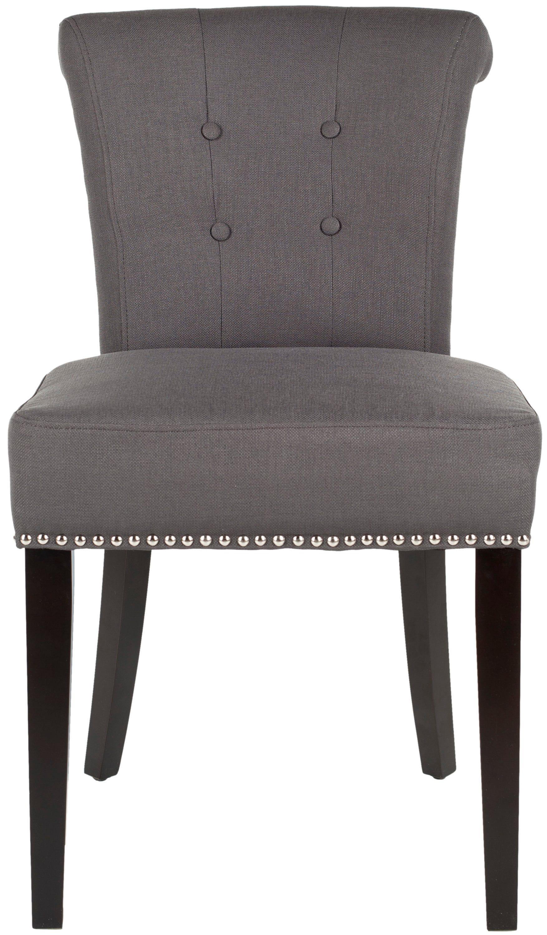 SAFAVIEH Sinclair Contemporary Glam Ring Chair w/ Silver Nail Heads, Charcoal/Espresso