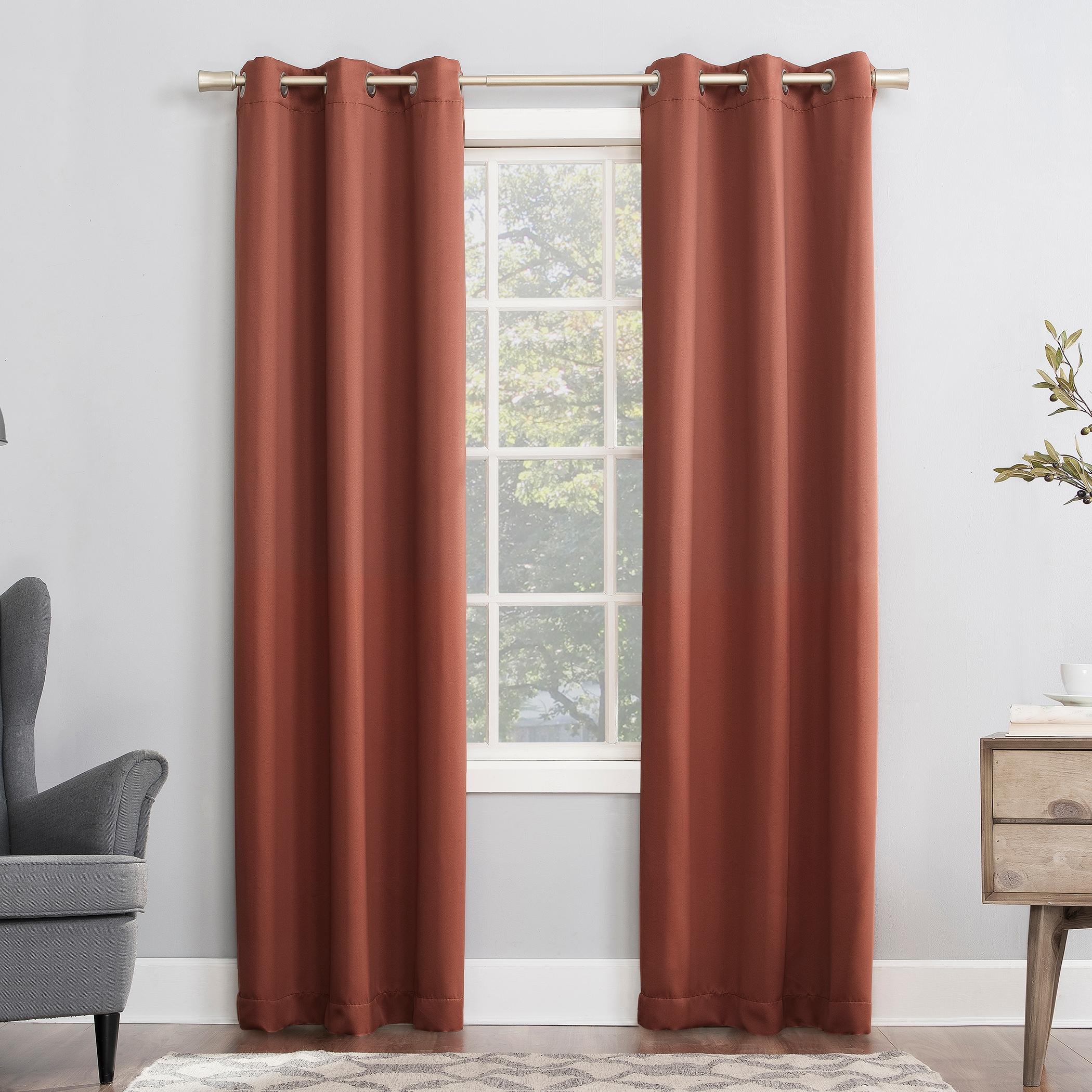 40"x84" Sun Zero Blackout Kenneth Energy Saving Grommet Curtain Panel Terracotta Red: Thermal Insulated, Noise Reduction