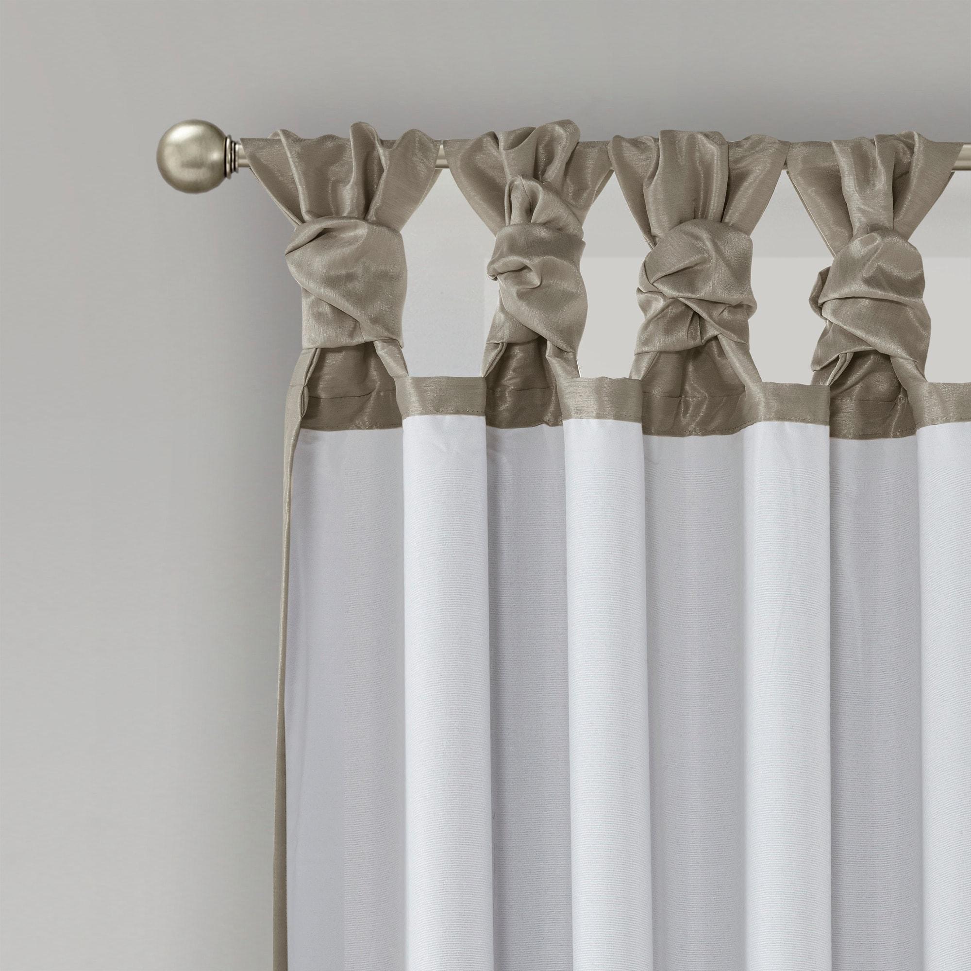 Emilia Faux Silk Twist Tab Total Blackout Window Curtain Panel