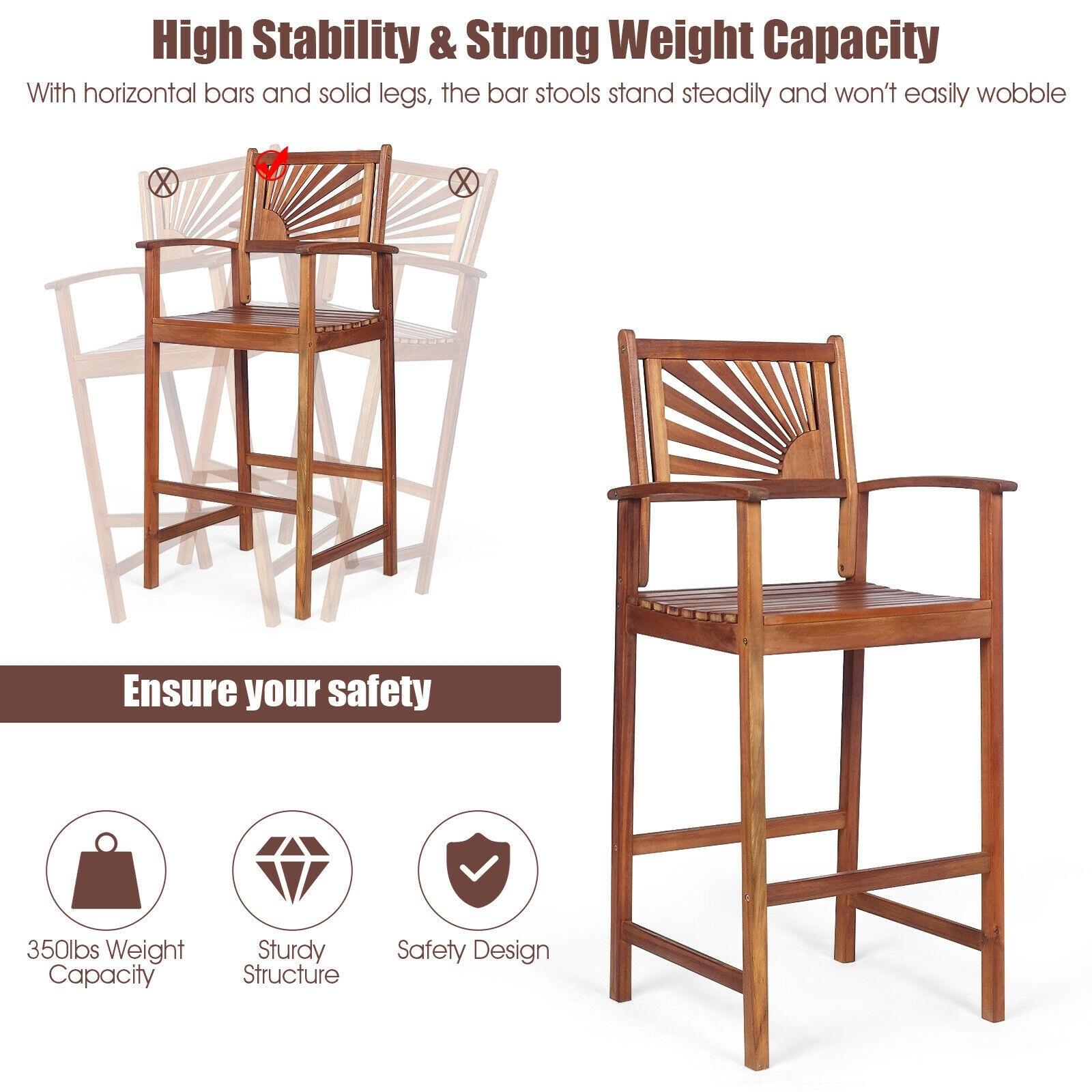 Costway Costway Acacia Outdoor 29'' Bar Stool
