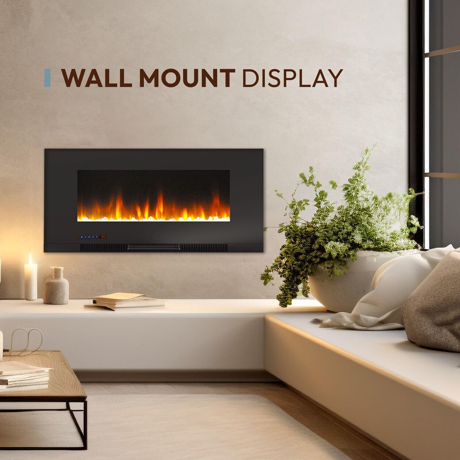 Cambridge Cambridge Wall Mount Electric Fireplace Heater with Remote Control for Indoor Use in Living Room, Bedroom, Home Office