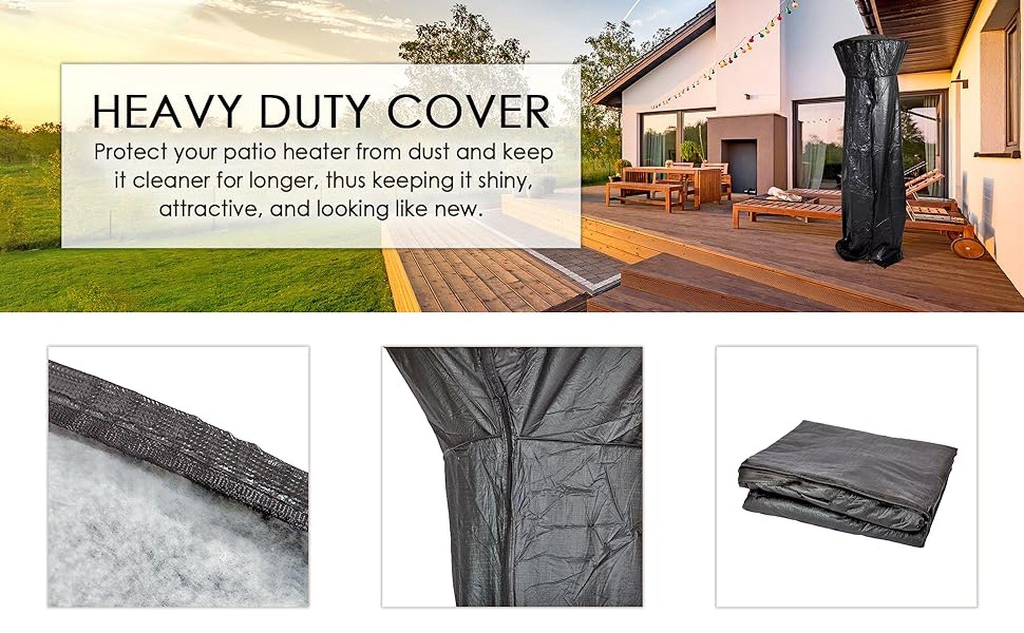 Balken Home Fire Sense Outdoor Full Length Patio Heater Vinyl Cover, Black