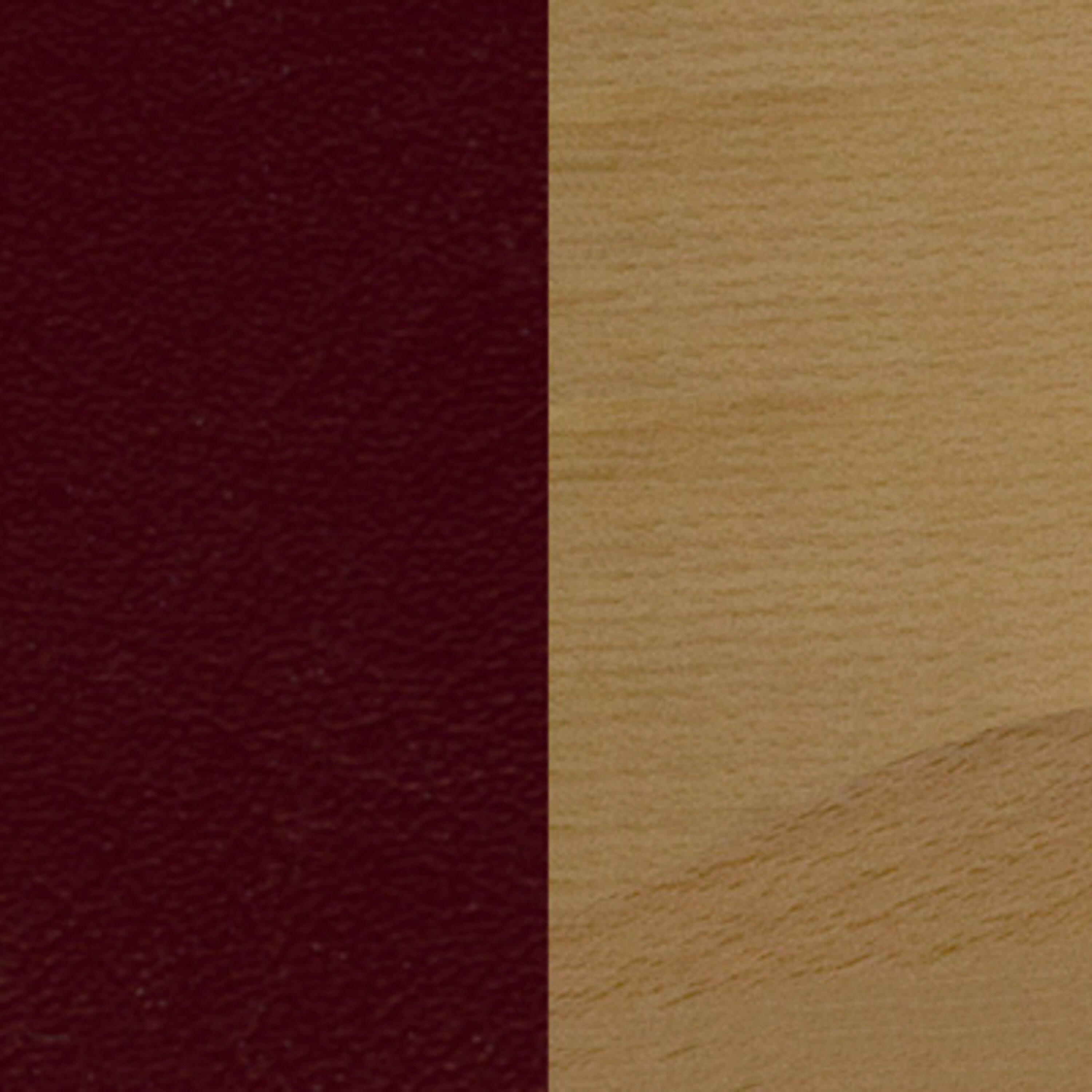 Flash Furniture HERCULES Series Vertical Slat Back Natural Wood Restaurant Chair - Burgundy Vinyl Seat