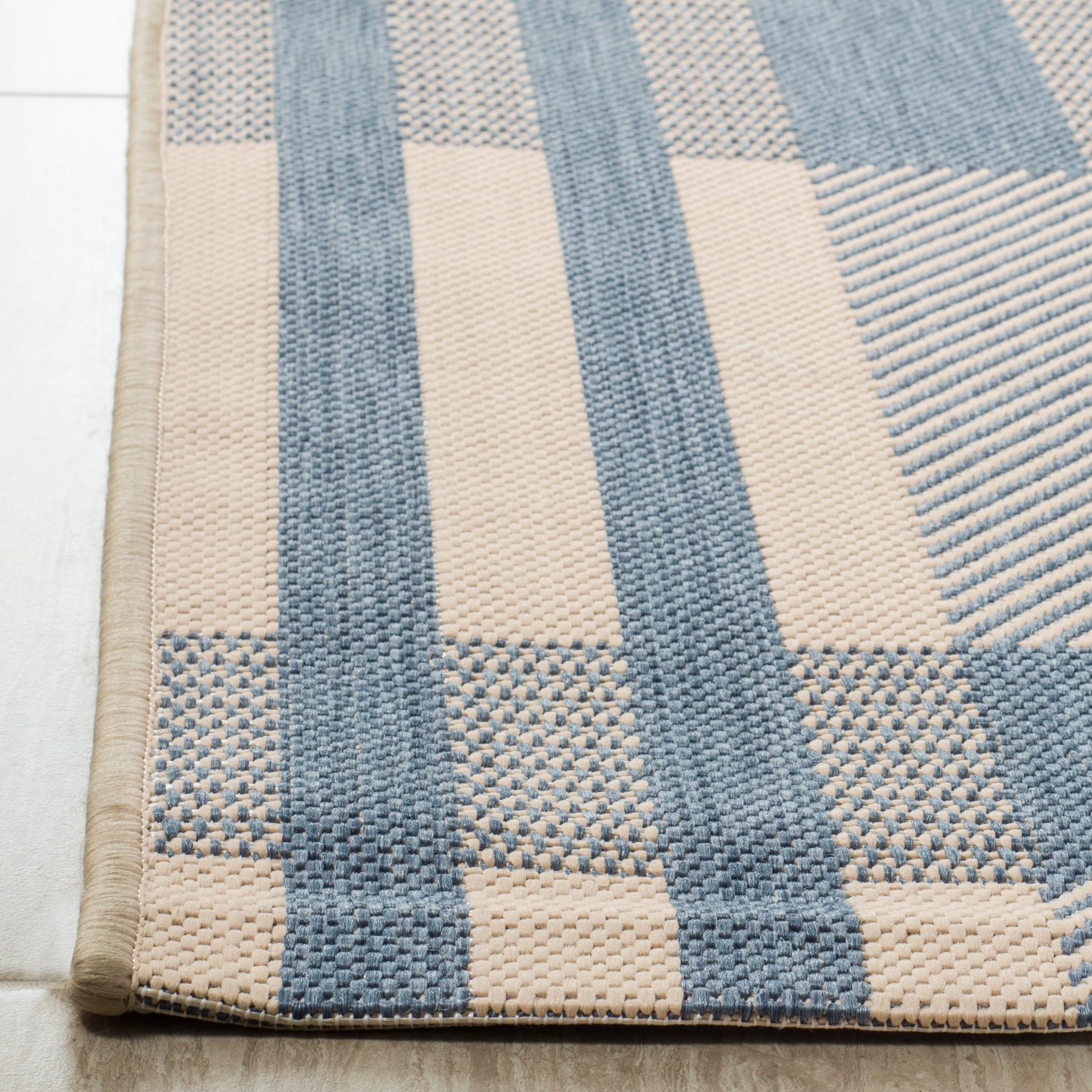 Courtyard CY6201 Power Loomed Indoor/Outdoor Accent Rug - Beige/Blue - 2'x3'7" - Safavieh.