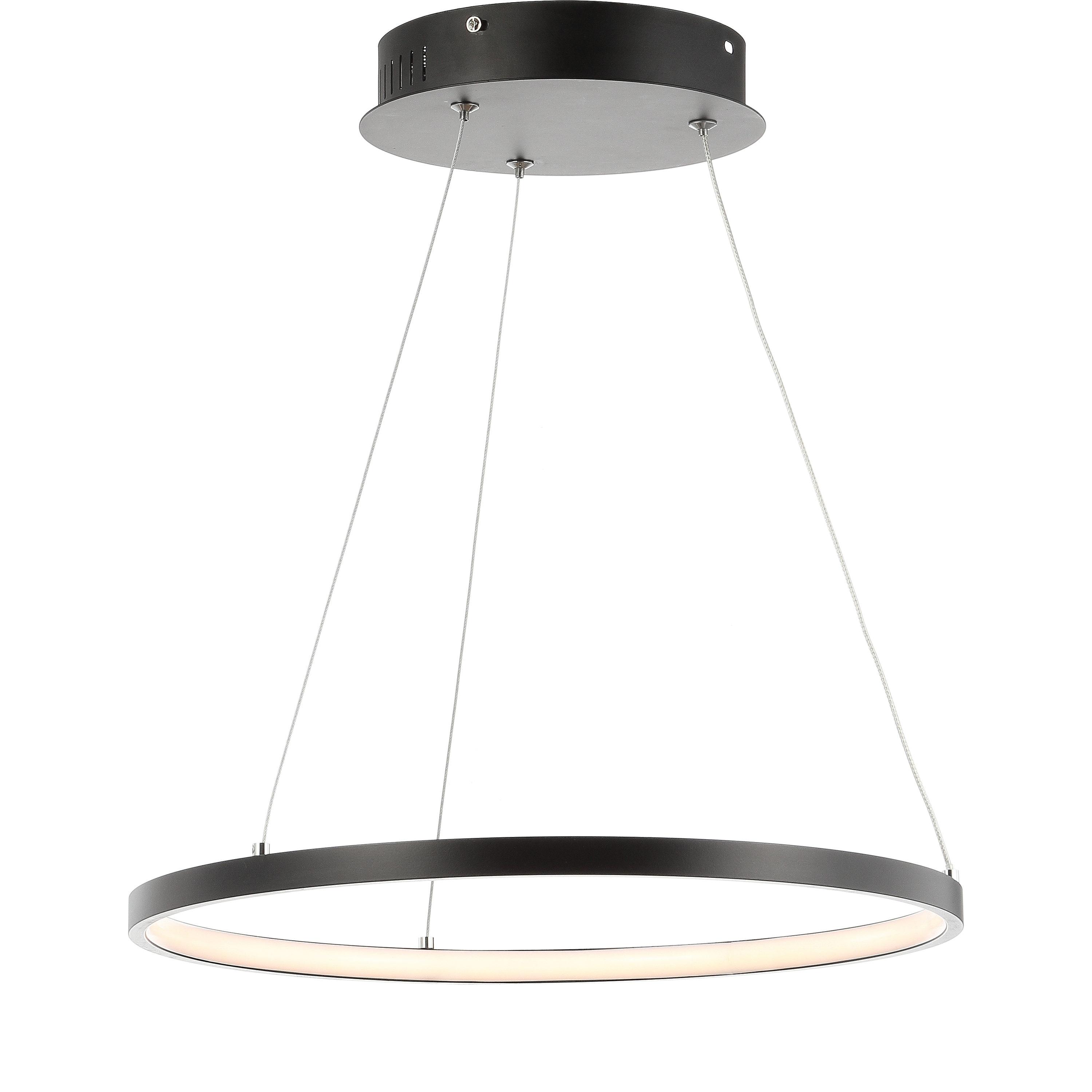 Bradley 15.7" Round Integrated LED Metal Pendant, Matte Black