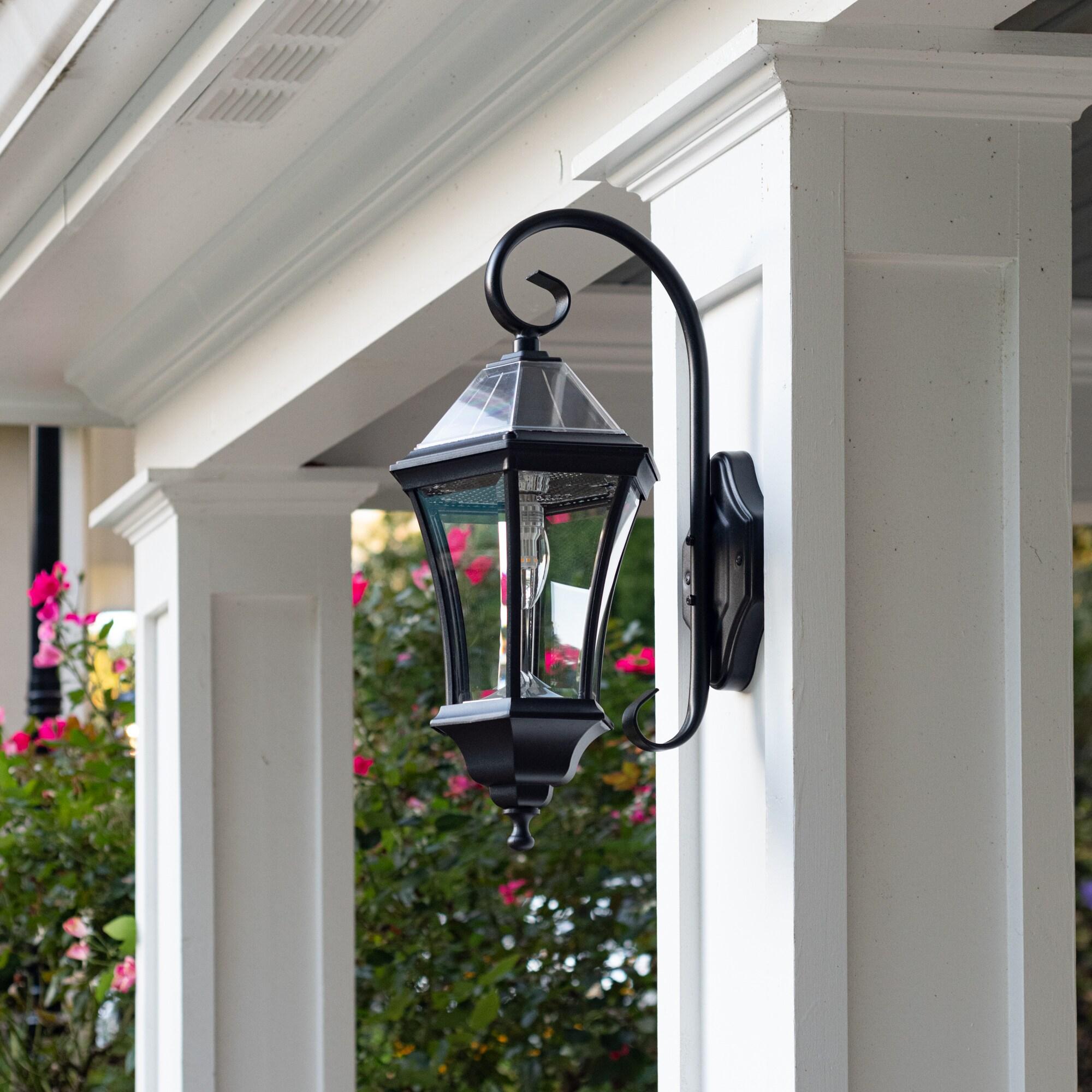 Gama Sonic Victorian Solar Wall Light, Outdoor Solar Lamp, Cast Aluminum Sconce, 150 Lumens Warm White LED, Black (94BM50010)