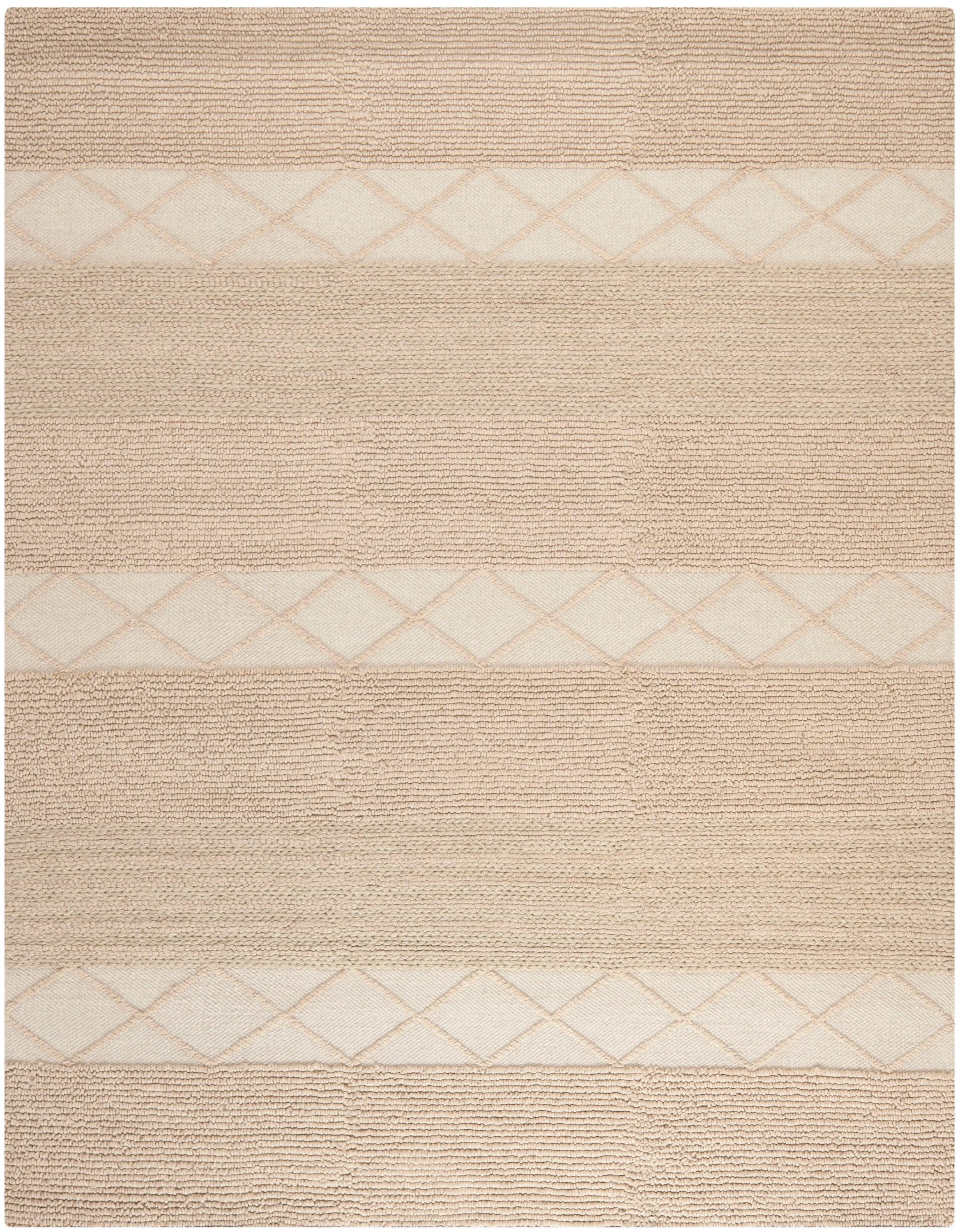 Highland Dunes Tulane Natura Hand Woven Wool/Cotton Geometric Rug in Beige