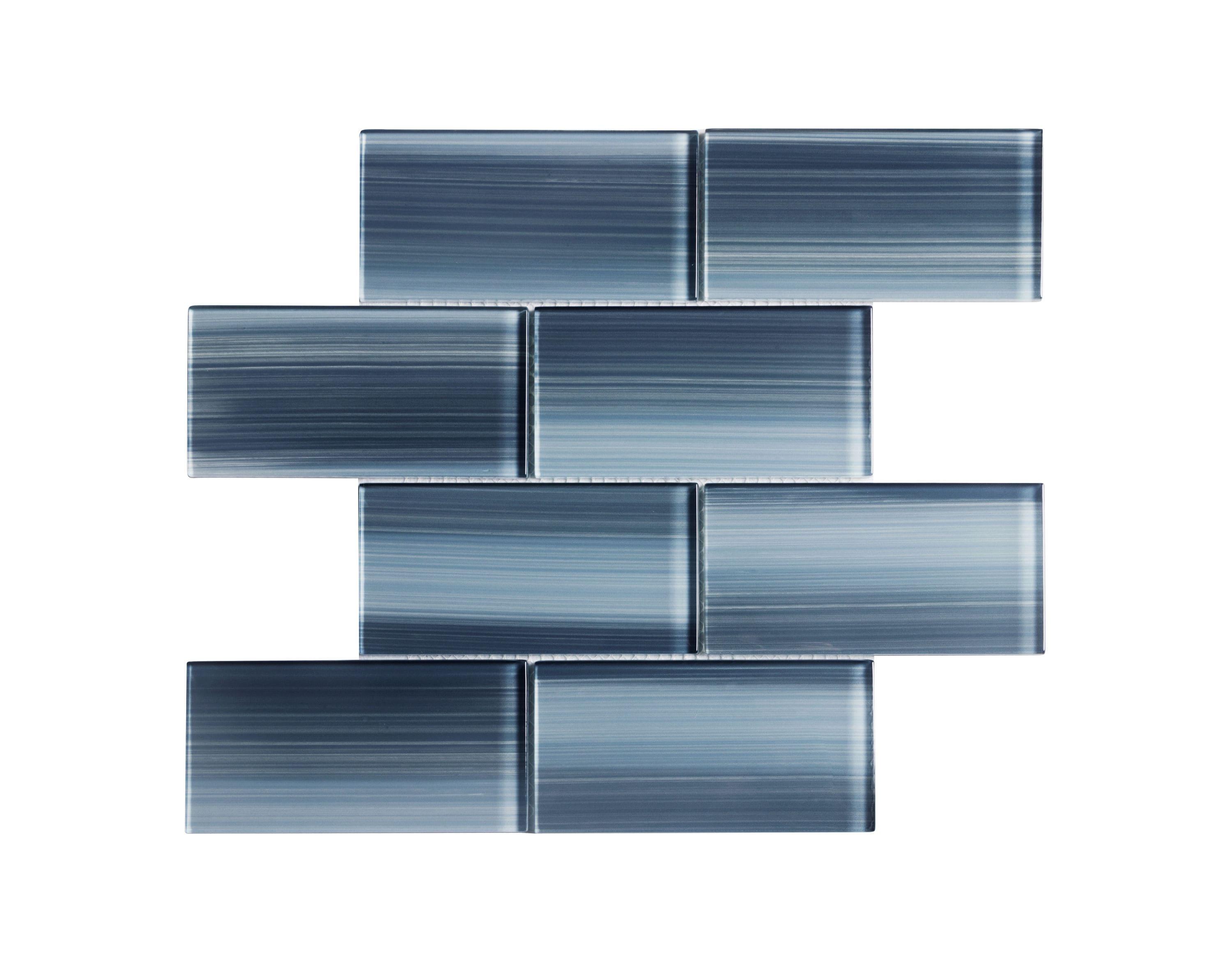 Premium Hand Painted 3" x 6" Straight Edge Glass Mosaic Subway Tile