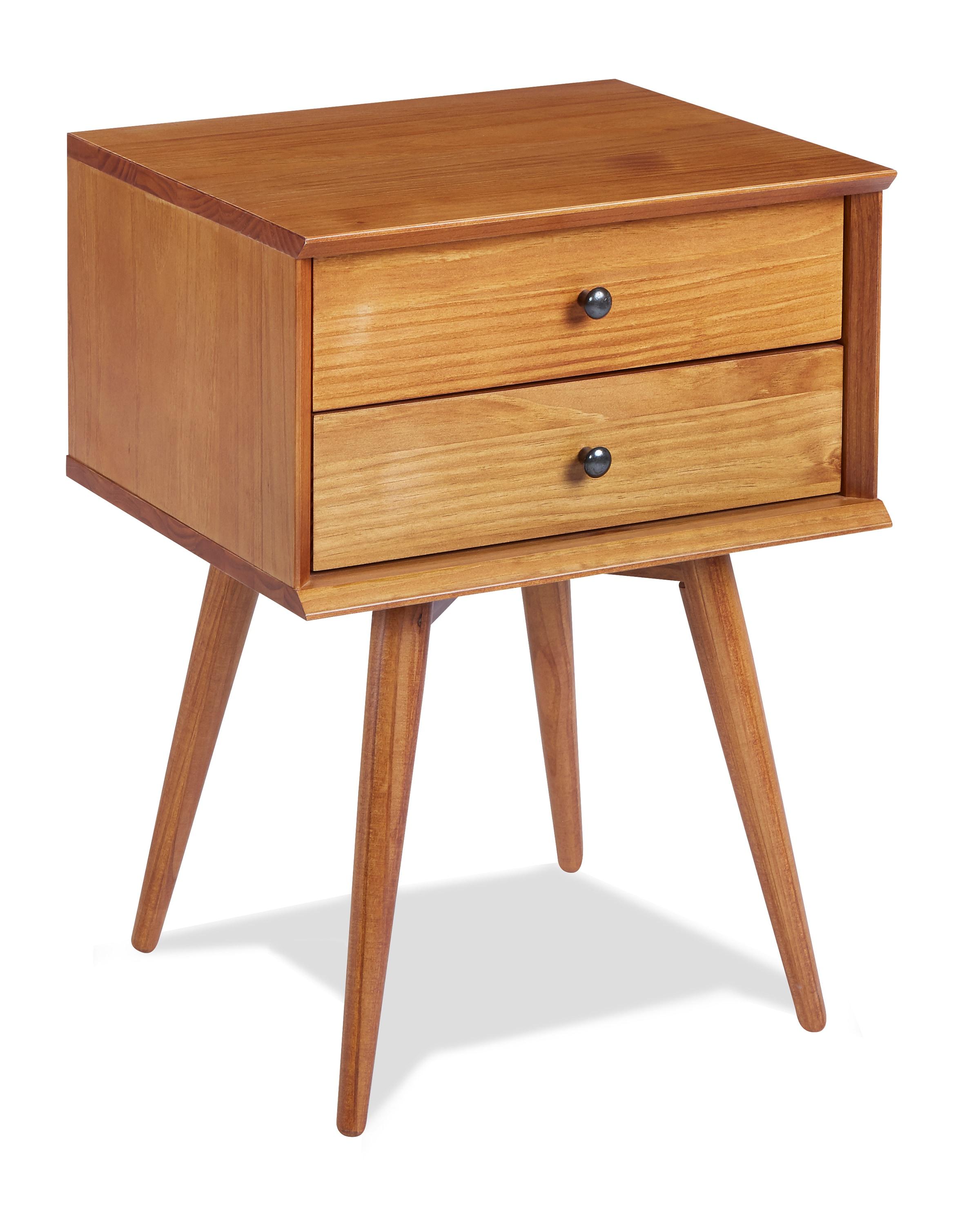 Camaflexi Mid Century Nightstand 2-Drawer Night Stand Cabinet, Castanho