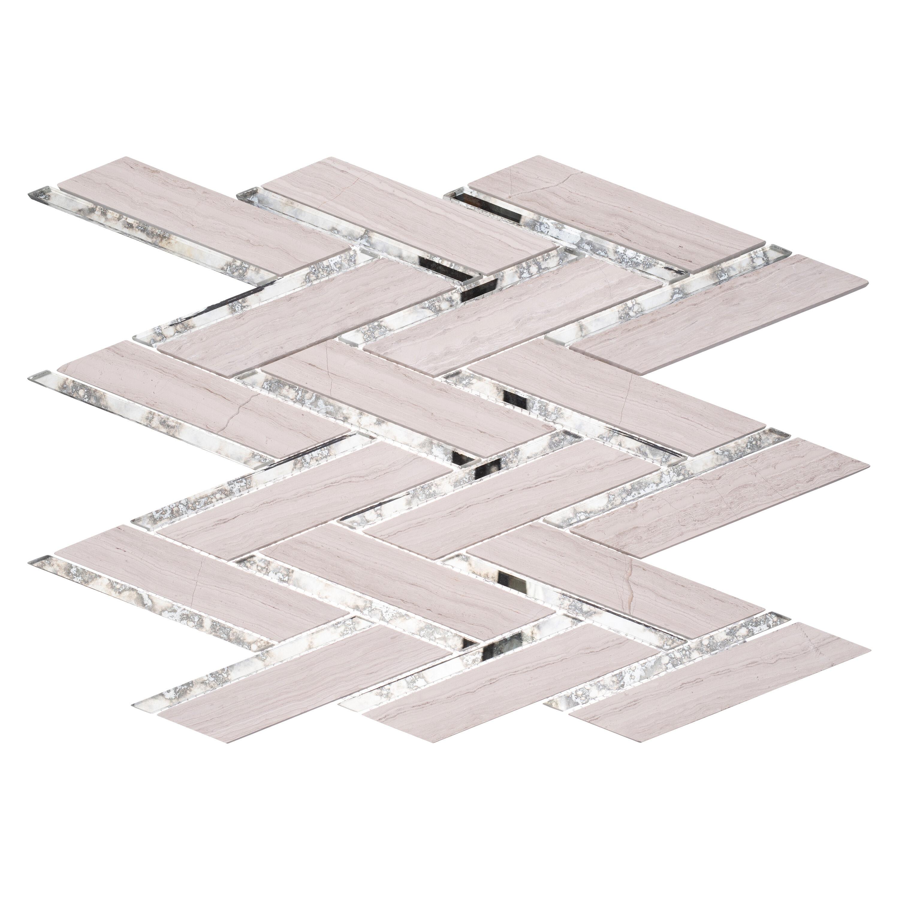 Skylar Stone and Mirror Glass Mosaic Shower Walls, Kitchen Backsplash, Wall and Floor Tile