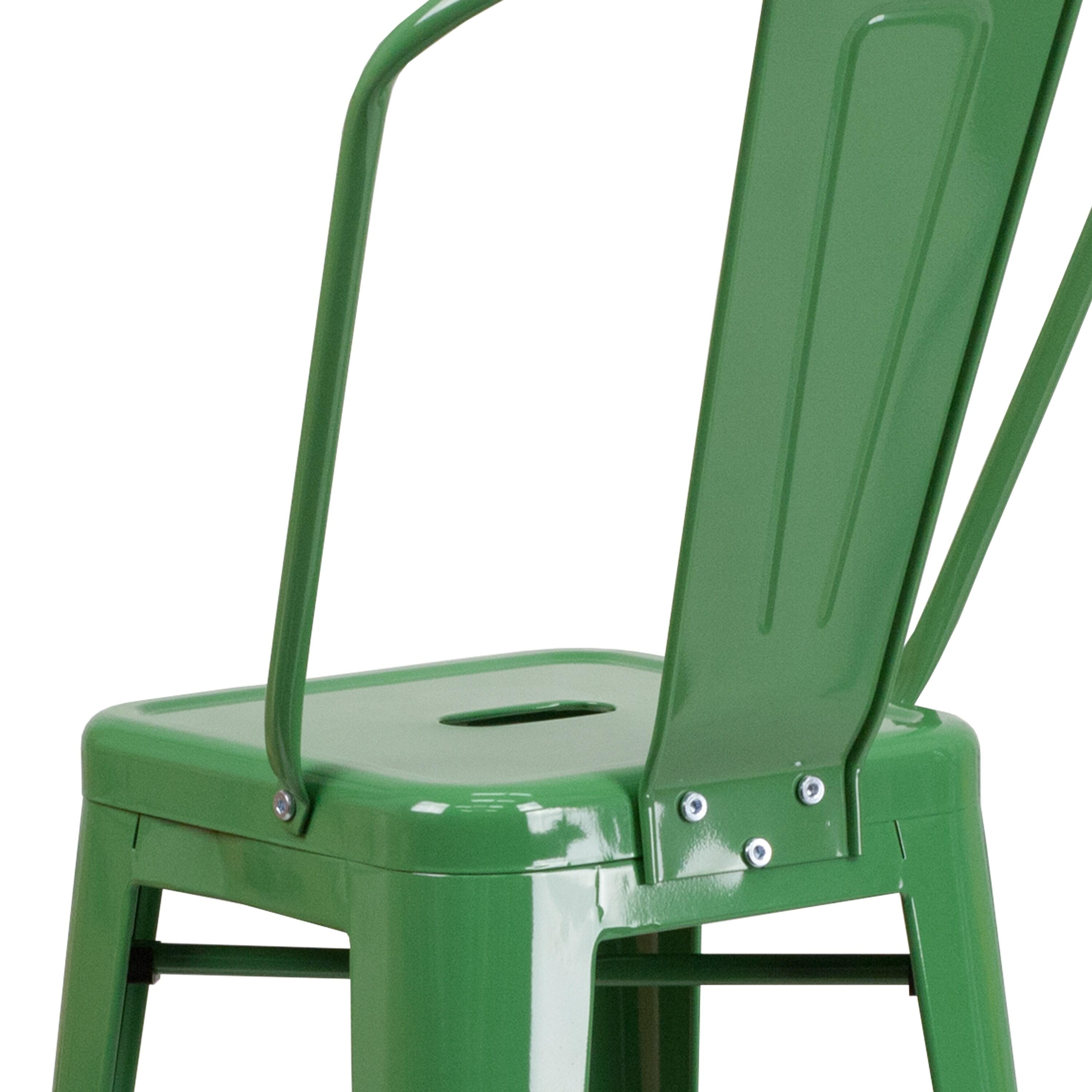 Flash Furniture Commercial Grade 30" High Green Metal Indoor-Outdoor Barstool with Removable Back