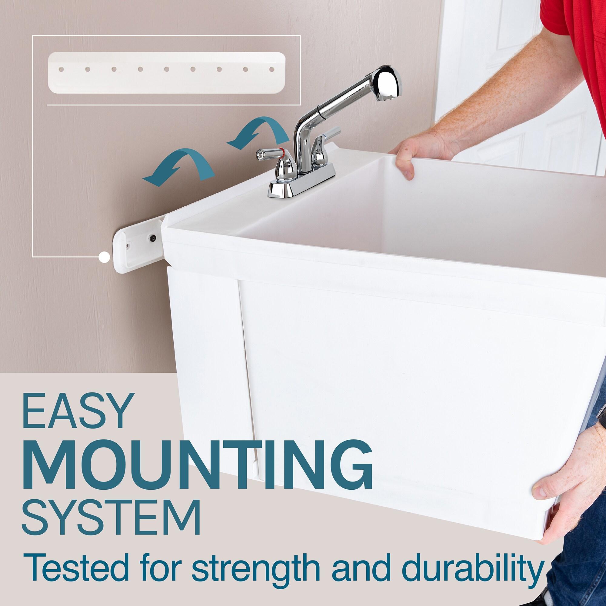 23" L x 24" W Wall Mount Laundry Sink with Faucet