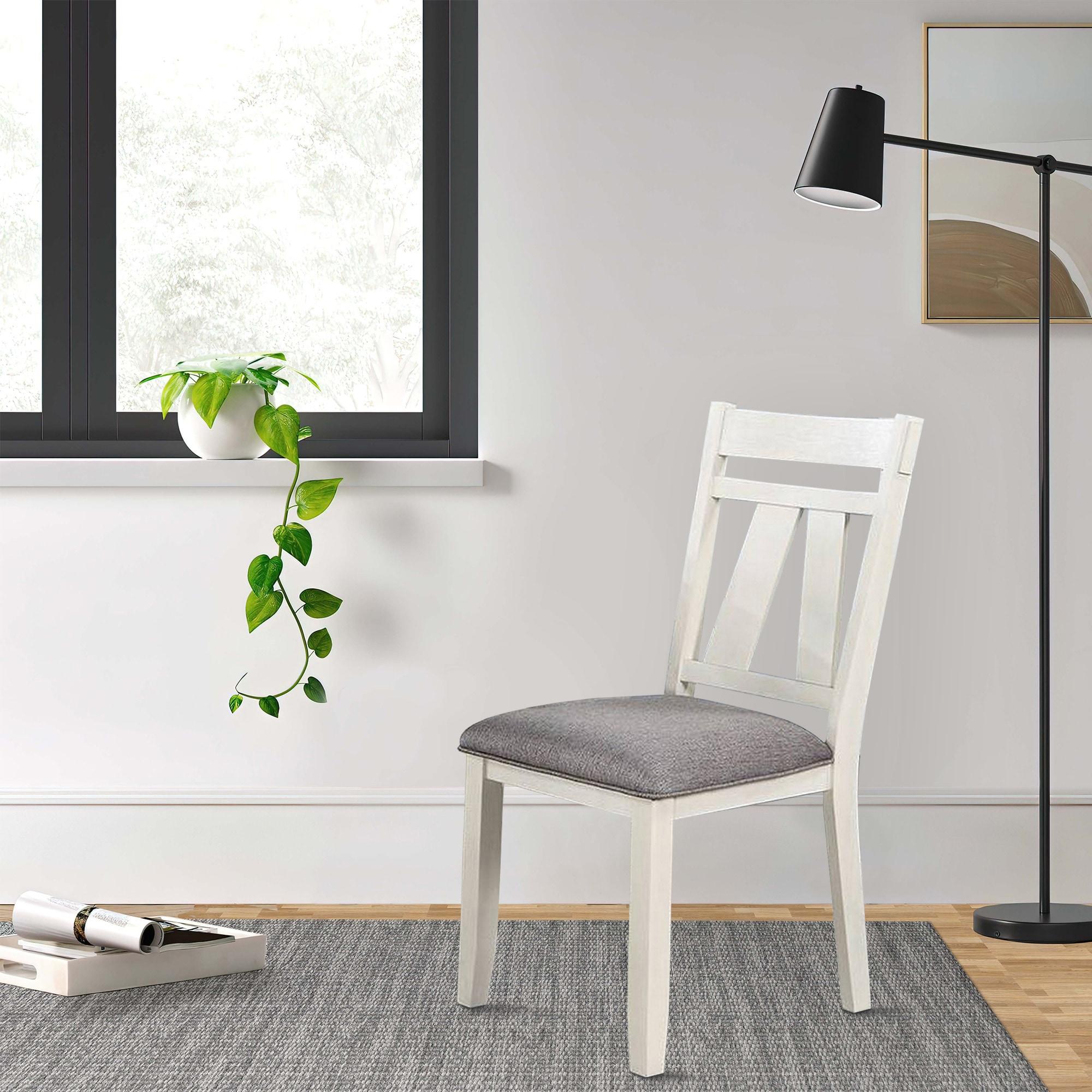 24 in. Lexi Padded Seat Classic Dining Side Chair, Gray & White - Set of 2