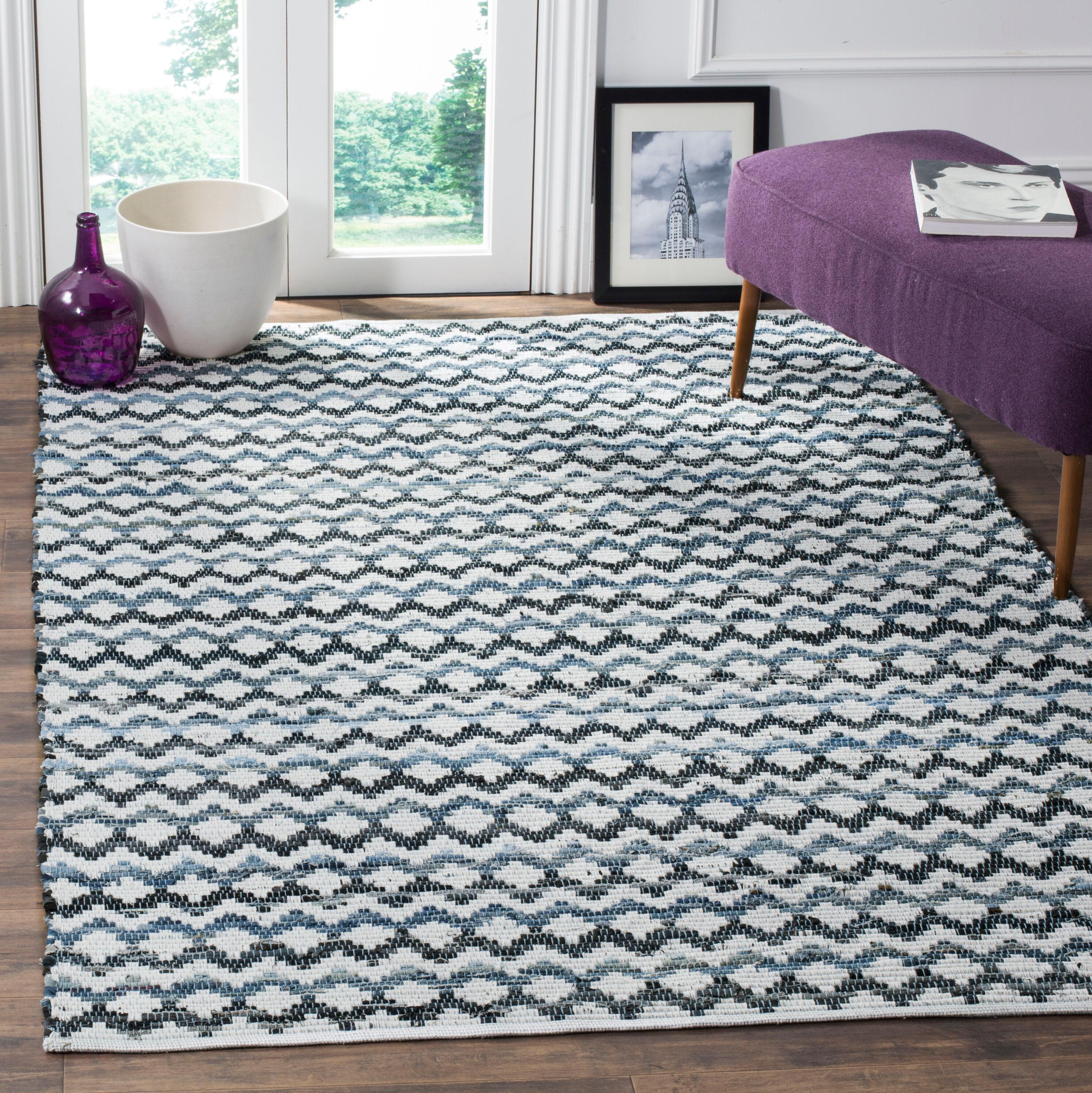 Montauk MTK120 Hand Woven Indoor Accent Rug - Ivory Blue/Black - 4'x6' - Safavieh